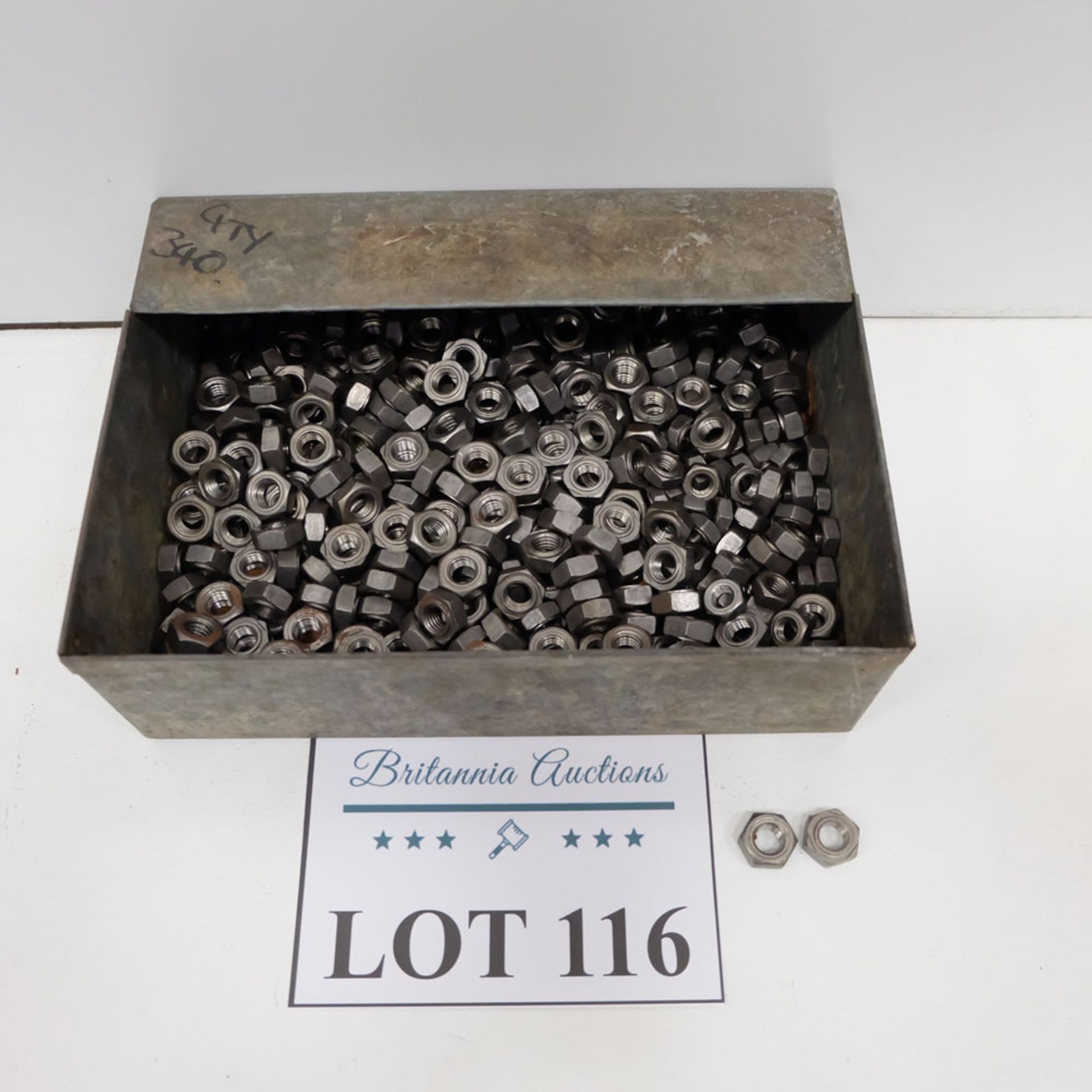 Quantity of Hex Nuts as Lotted. Labelled M10 Mild Steel.