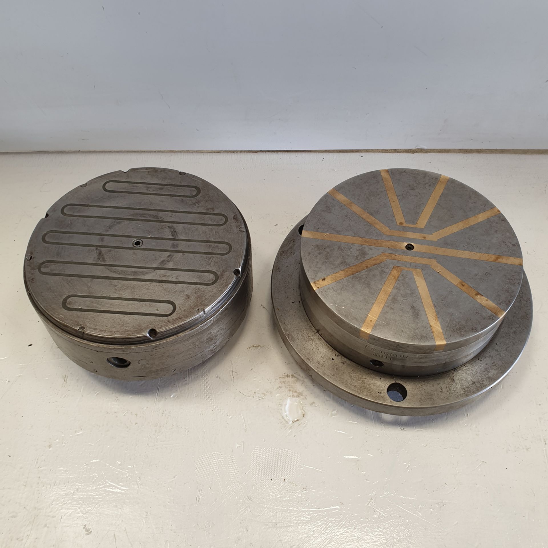 2 x Magnetic Chucks. Surface Size approx 6" Diameter & 6 1/4" Diameter.