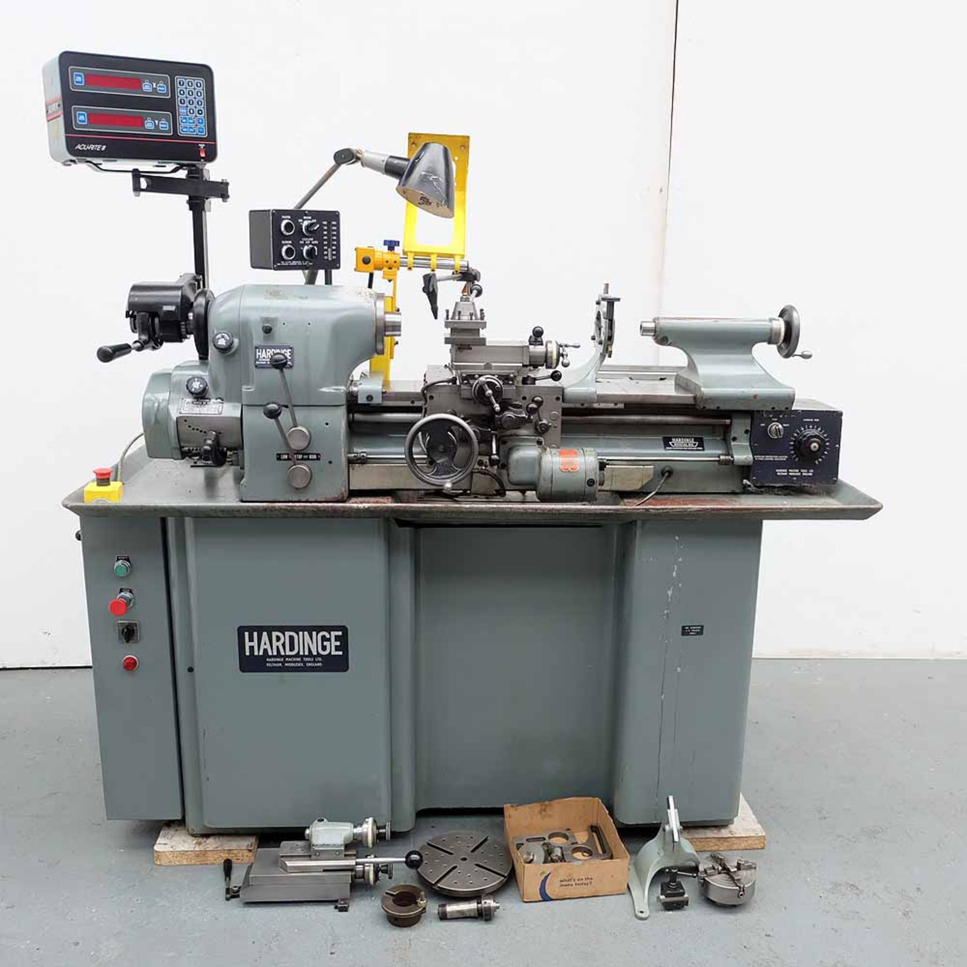 Hardinge HLV-H 10" Toolmakers Lathe. Swing Over Bed 11". Between Centres 18".
