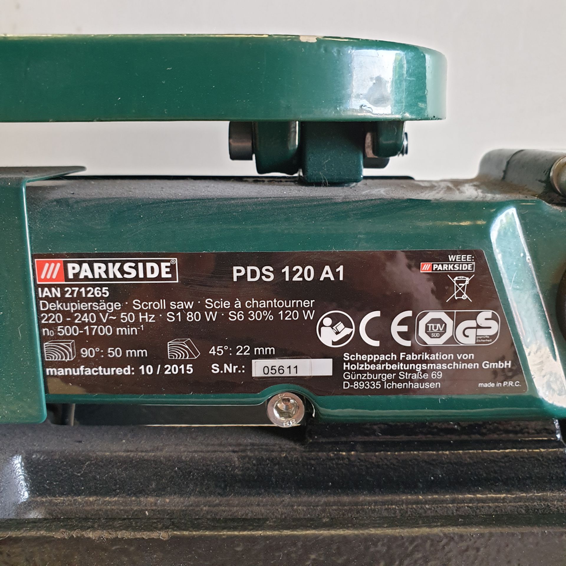 PARKSIDE Model PDS 120 A1 Bench Top Scroll/Fret Saw with Light and Spare Blades. - Image 5 of 7