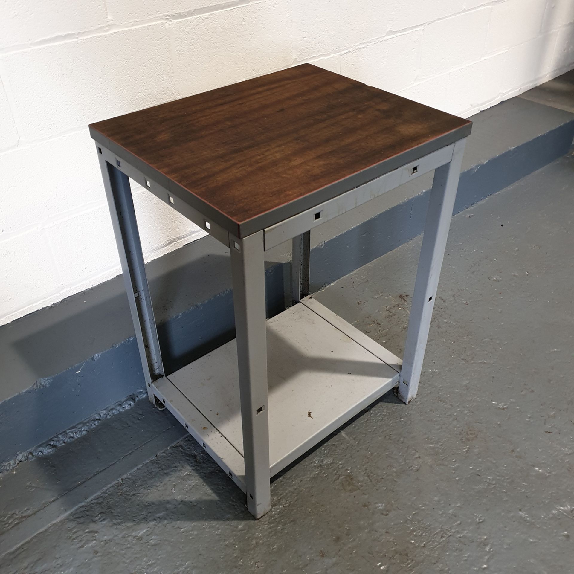 Steel Table with wood Surface. Approx Dimensions 600mm x 500mm x 830mm High. - Image 2 of 3