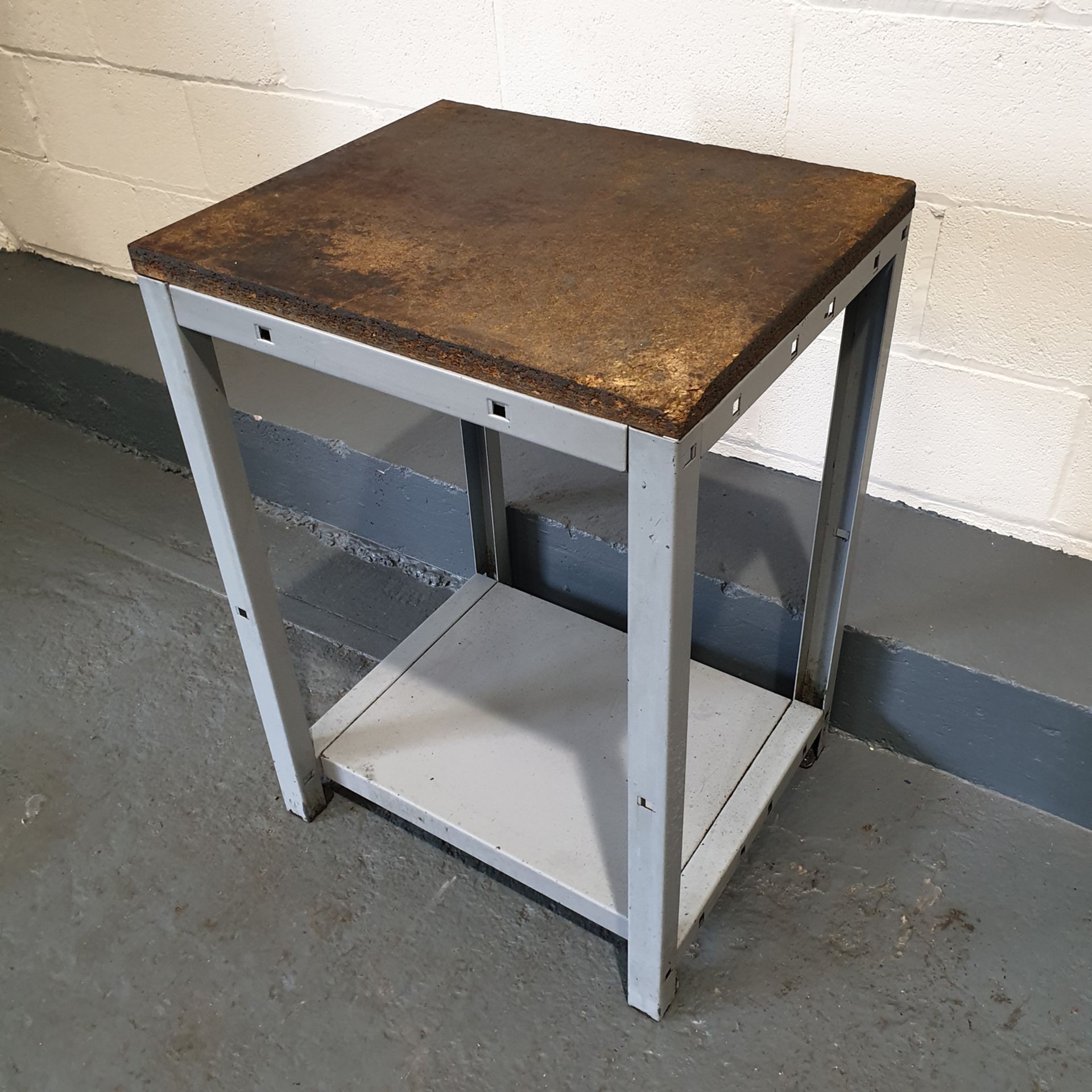 Steel Table with wood Surface. Approx Dimensions 600mm x 500mm x 830mm High. - Image 3 of 3