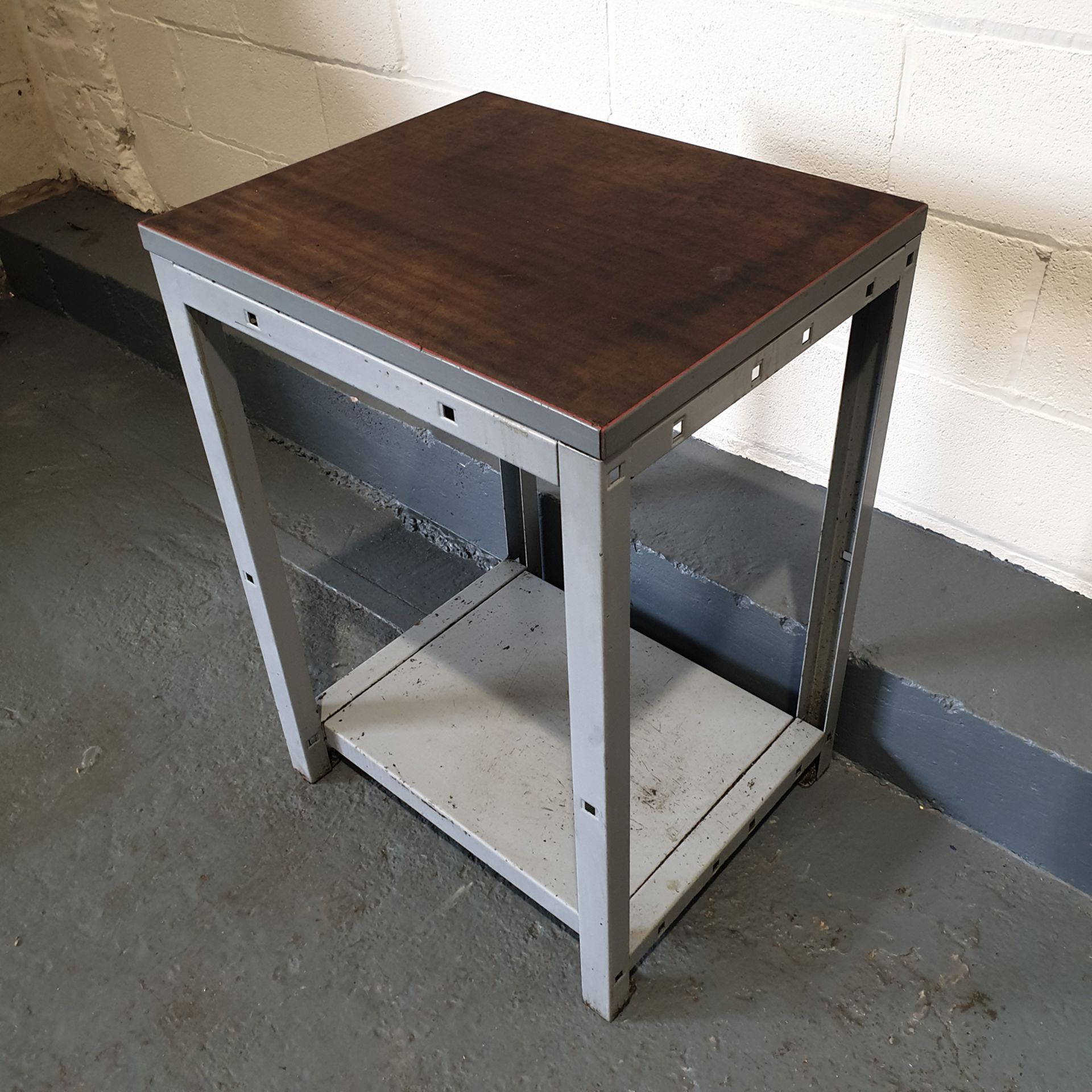 Steel Table with wood Surface. Approx Dimensions 600mm x 500mm x 830mm High. - Image 3 of 3