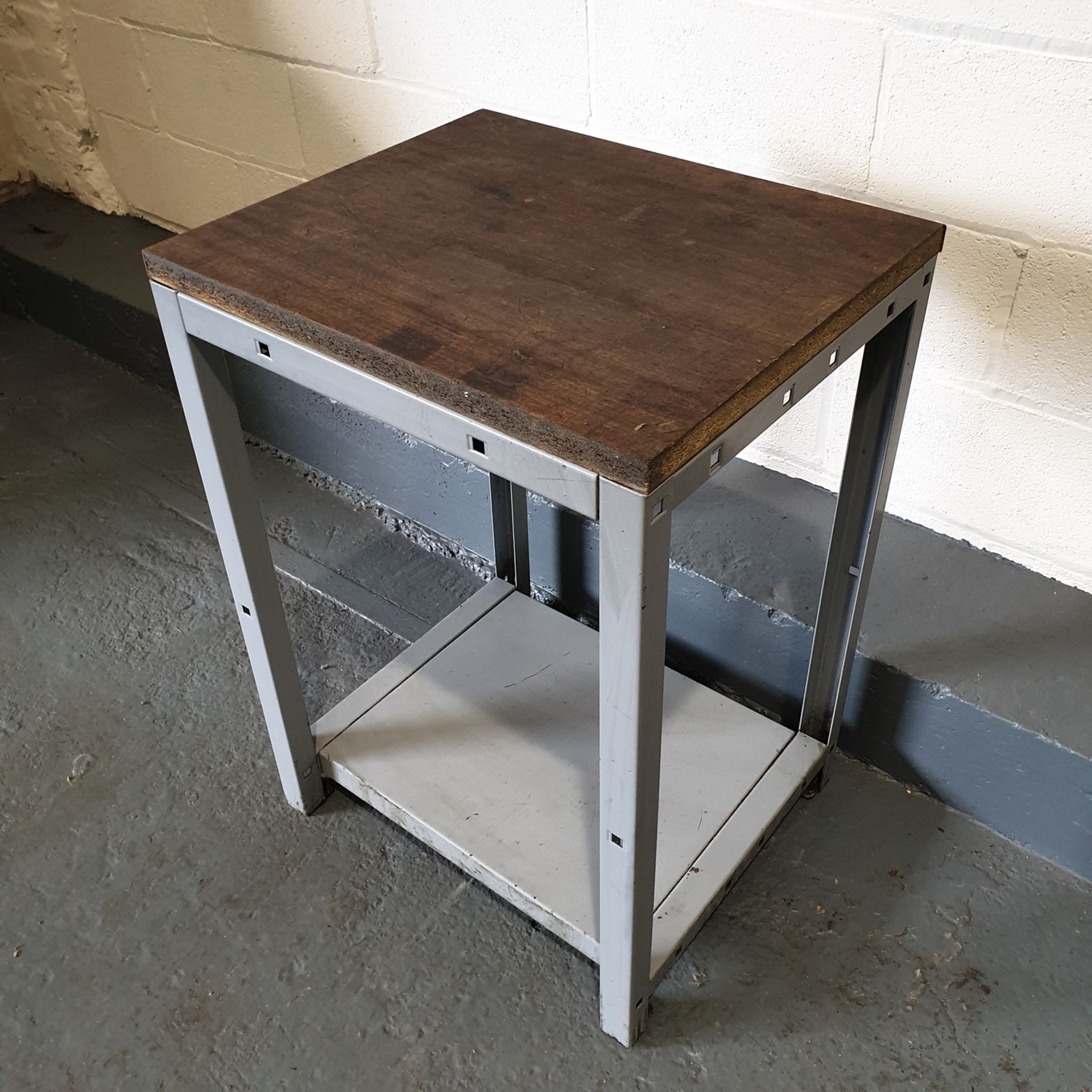 Steel Table with wood Surface. Approx Dimensions 600mm x 500mm x 830mm High. - Image 3 of 3