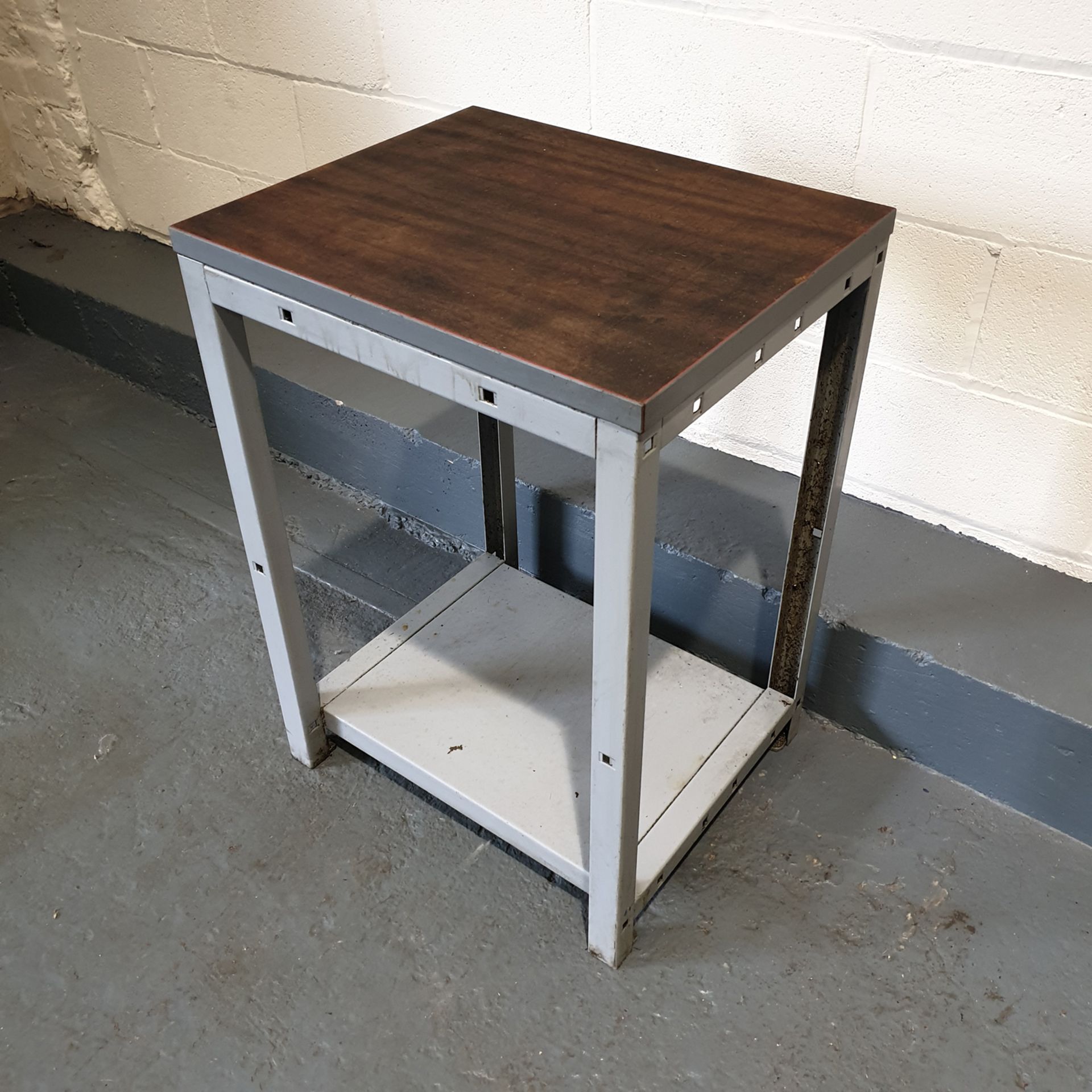 Steel Table with wood Surface. Approx Dimensions 600mm x 500mm x 830mm High. - Image 3 of 3