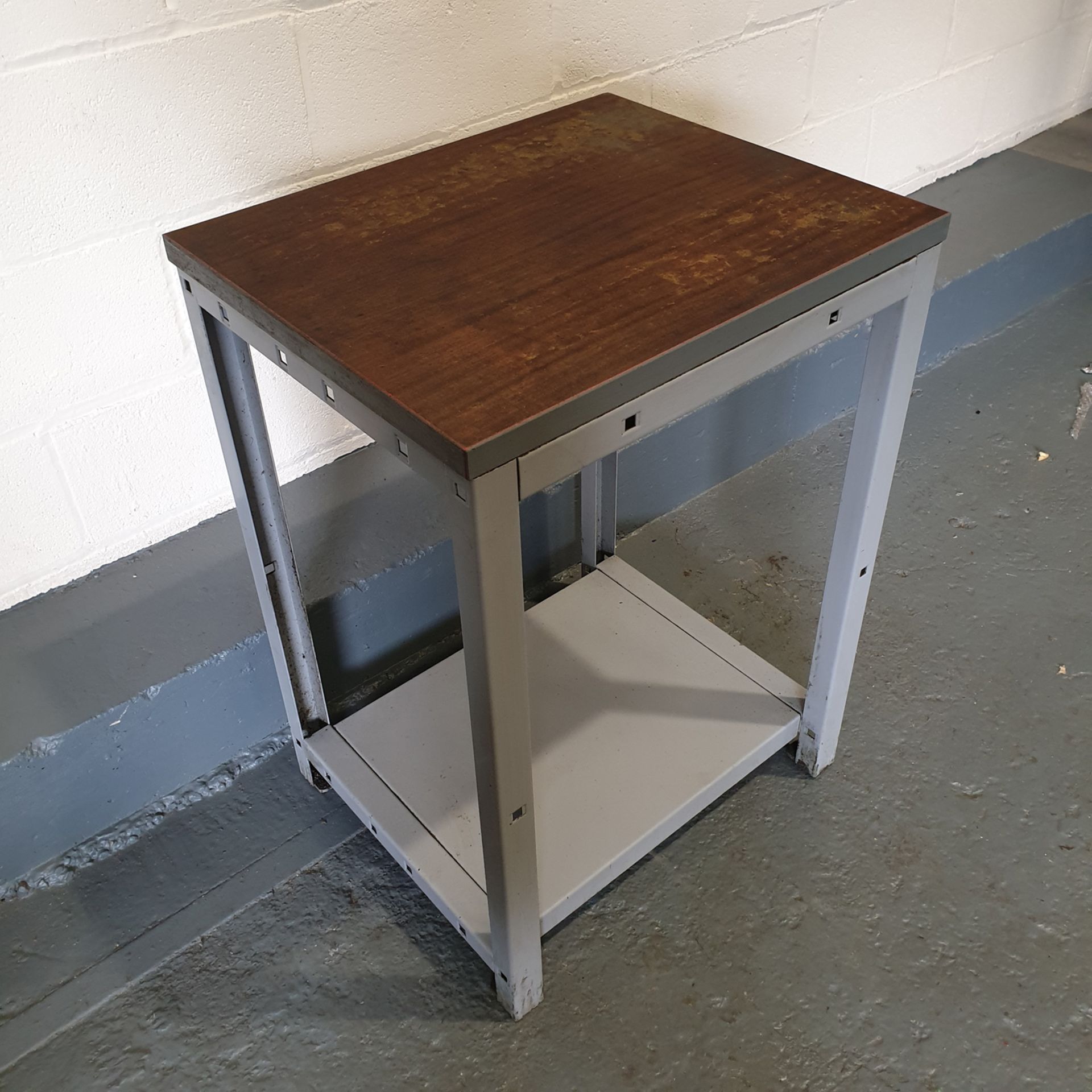 Steel Table with wood Surface. Approx Dimensions 600mm x 500mm x 830mm High. - Image 2 of 3