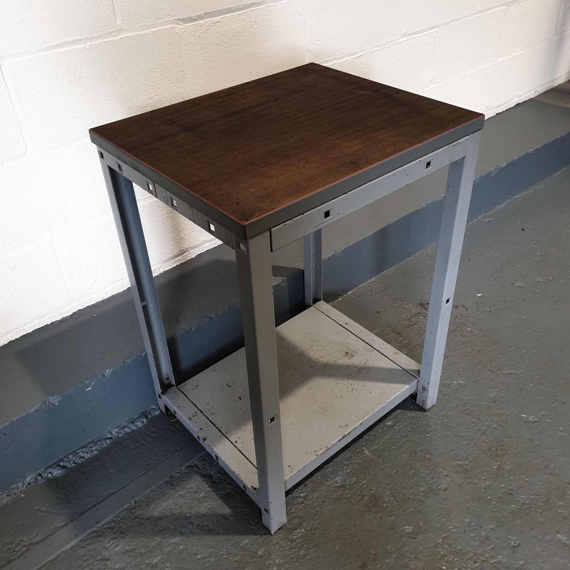 Steel Table with wood Surface. Approx Dimensions 600mm x 500mm x 830mm High. - Image 2 of 3