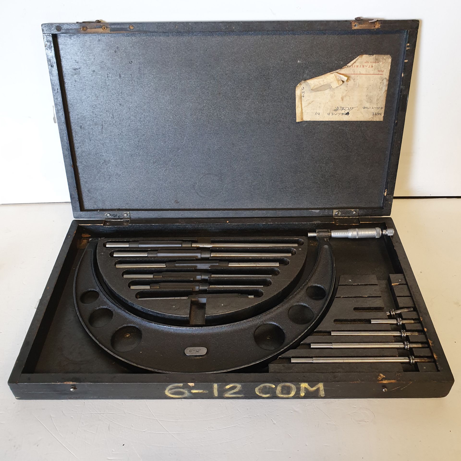 6" to 12" Adjustable External Micrometer Set. Boxed with setting rods.