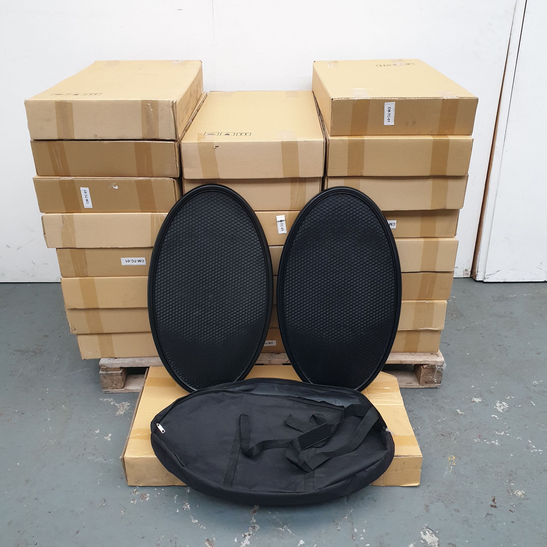 24 pairs of Lid and Base parts for Oval Display Signs. Part Number: CM-TC-01. With Carry Bags.