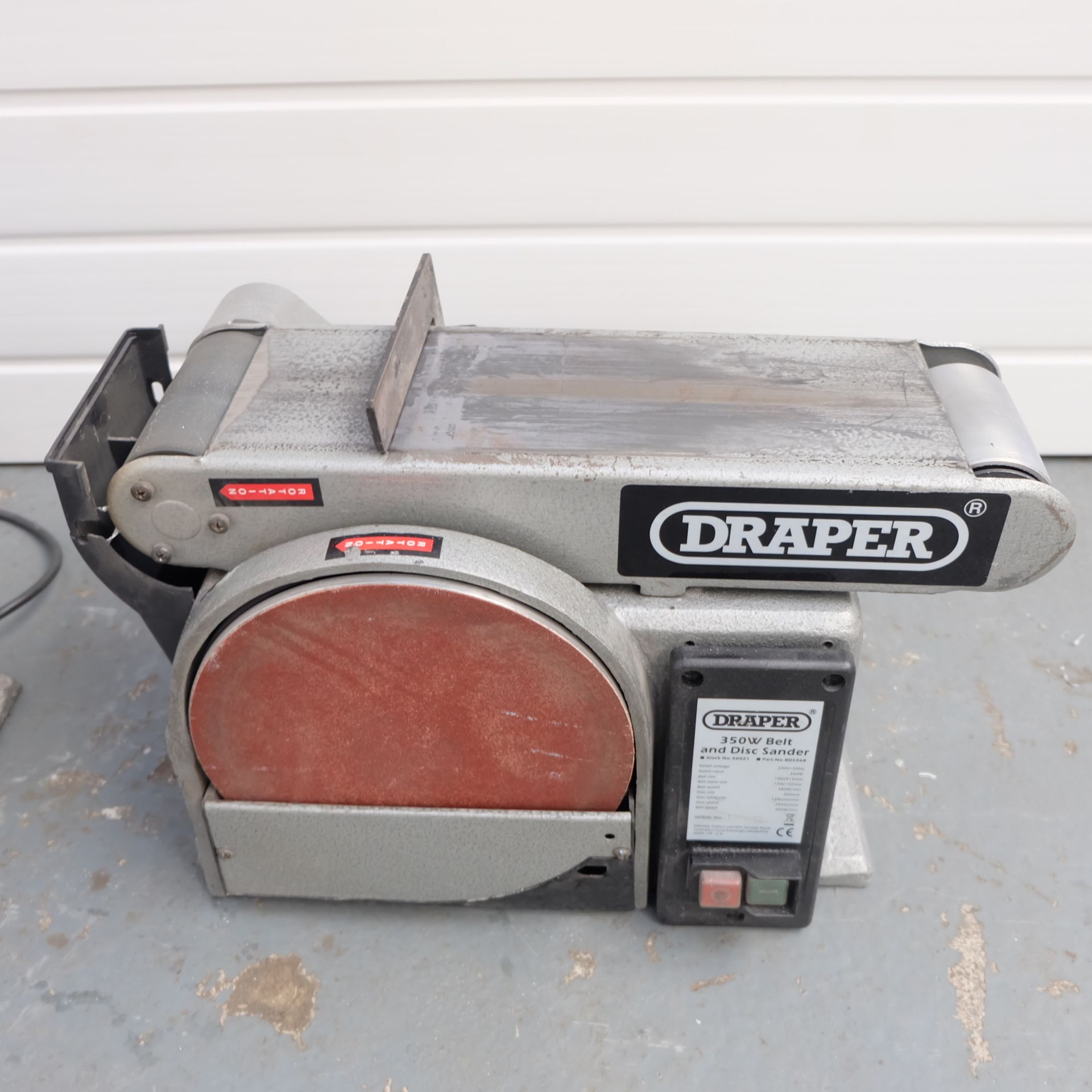 Two Draper 350W Belt and Disc Sanders. Spares or Repairs. - Image 4 of 5