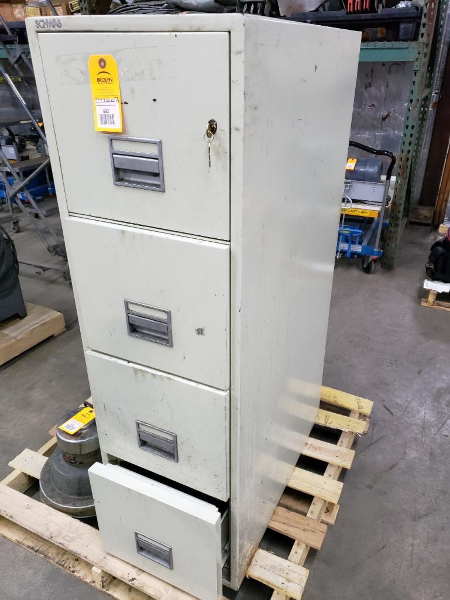 Schwab fireproof file cabinet. 17"w x 31"d x 53"t. - Image 5 of 6