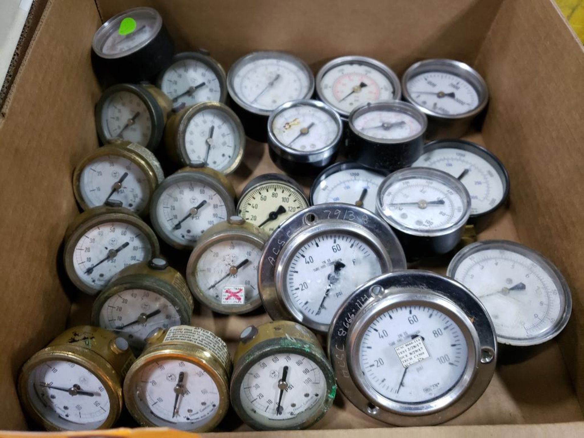 Assorted pressure gages.