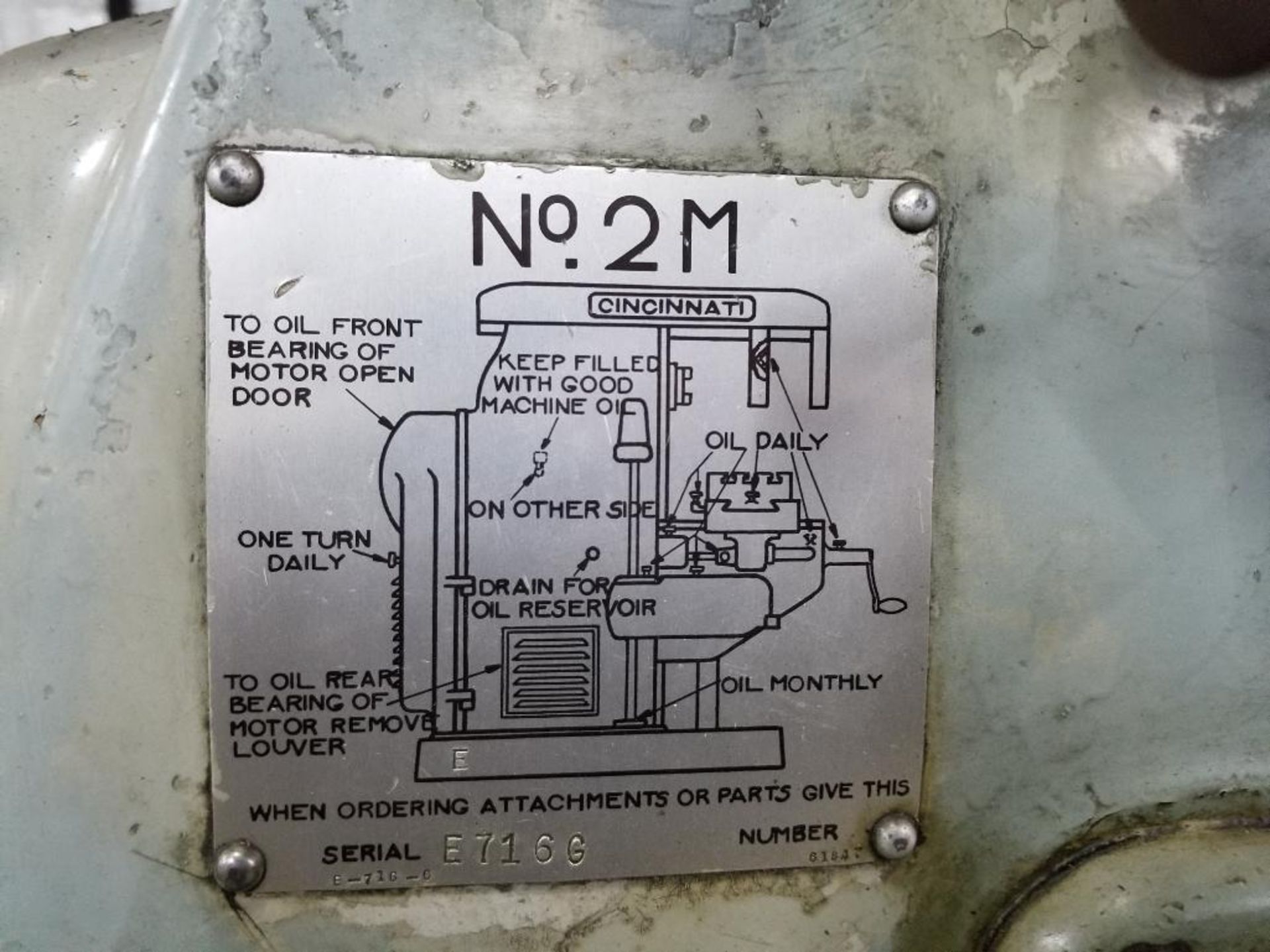 Cincinnati No. 2M Vertical mill. 3 phase. - Image 2 of 12