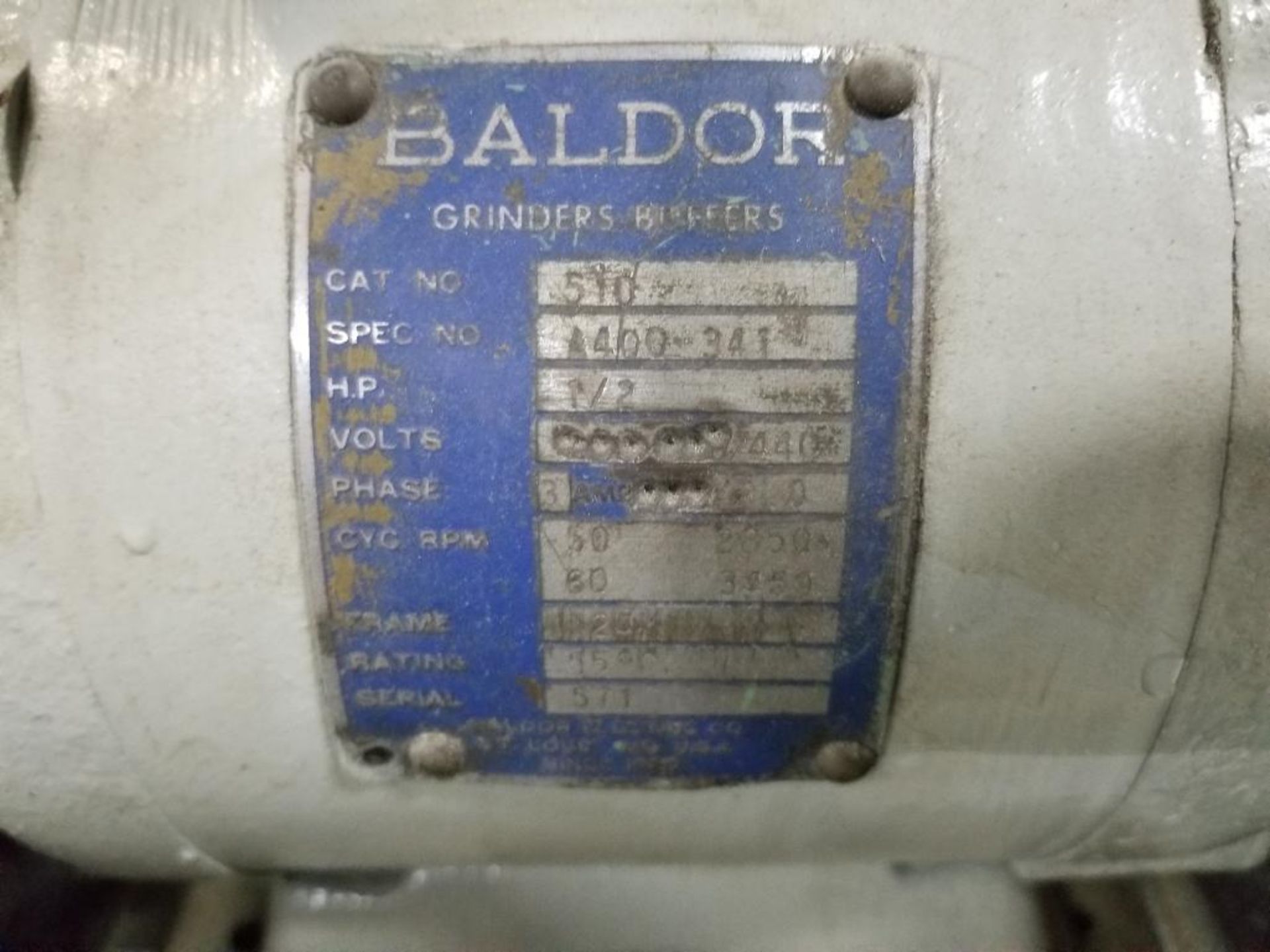 1/2hp Baldor 510 double end carbide grinder. 440v 3 phase. - Image 3 of 9
