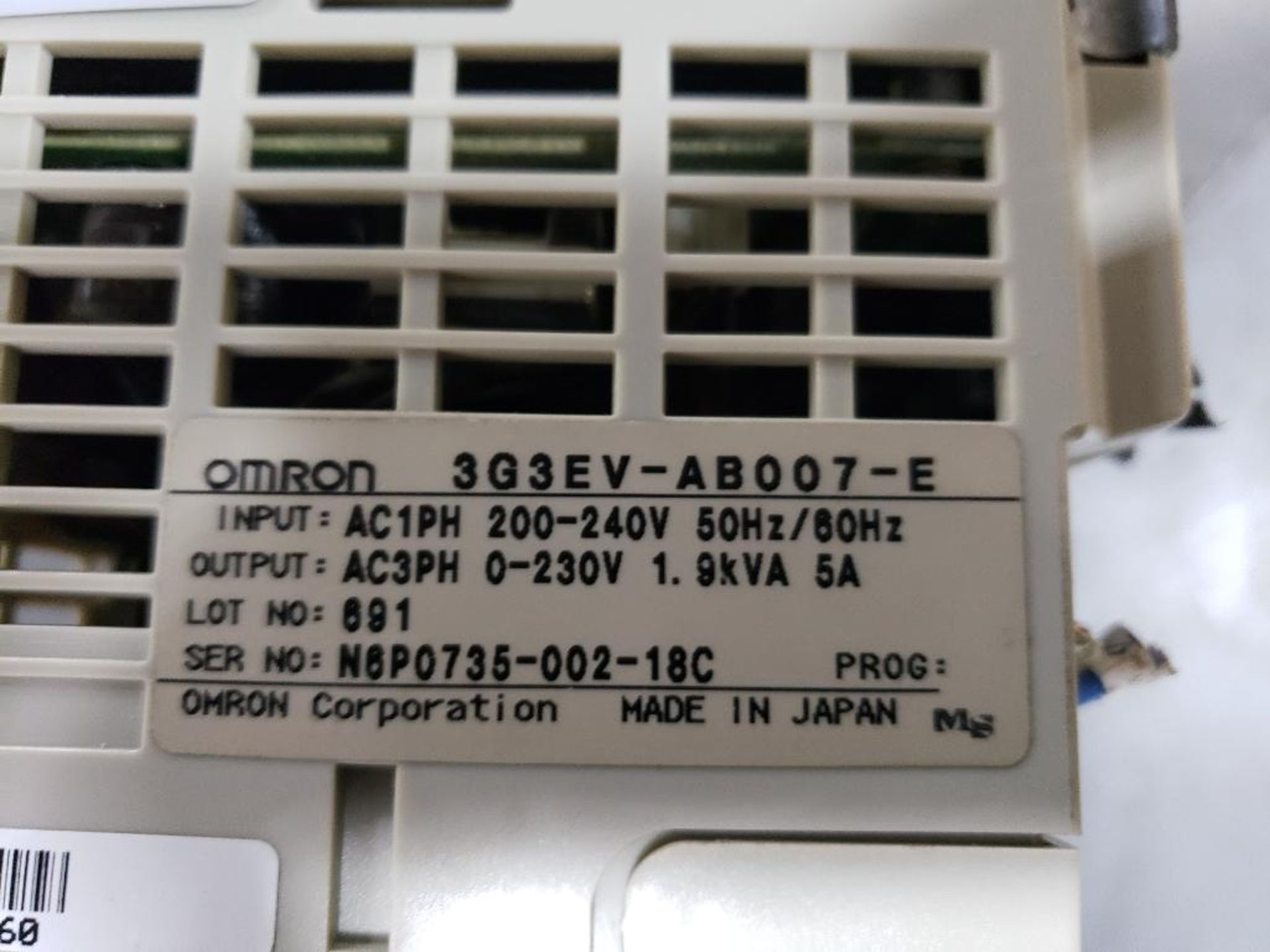 OMron Sysdrive inverter drive. Model 3G3EV-AB007-E. - Image 3 of 3