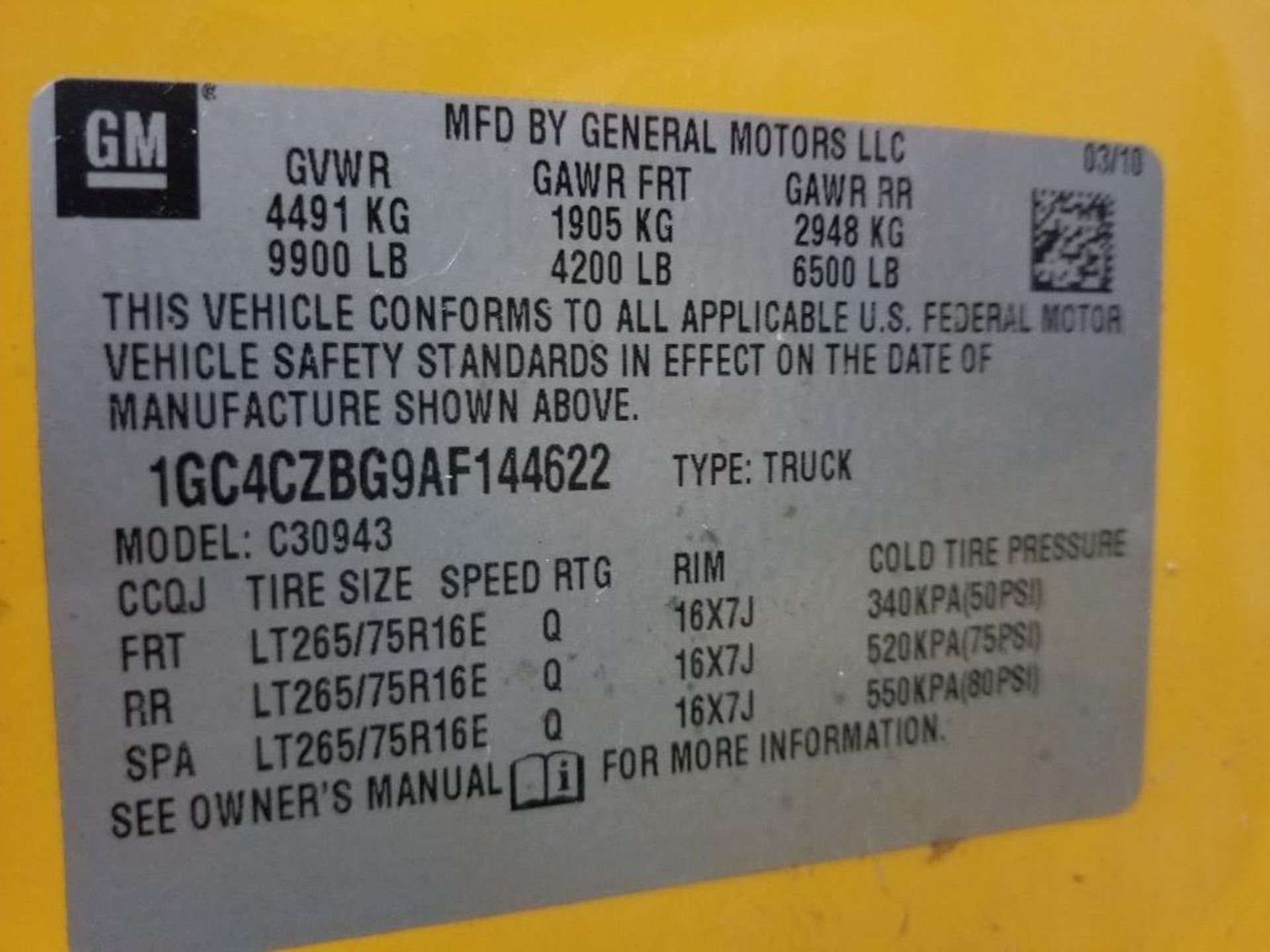 2010 Chevy Silverado 4 door, 3500 HD. Vortec gas engine. VIN 1GC4CZBG9AF144622. - Image 46 of 52