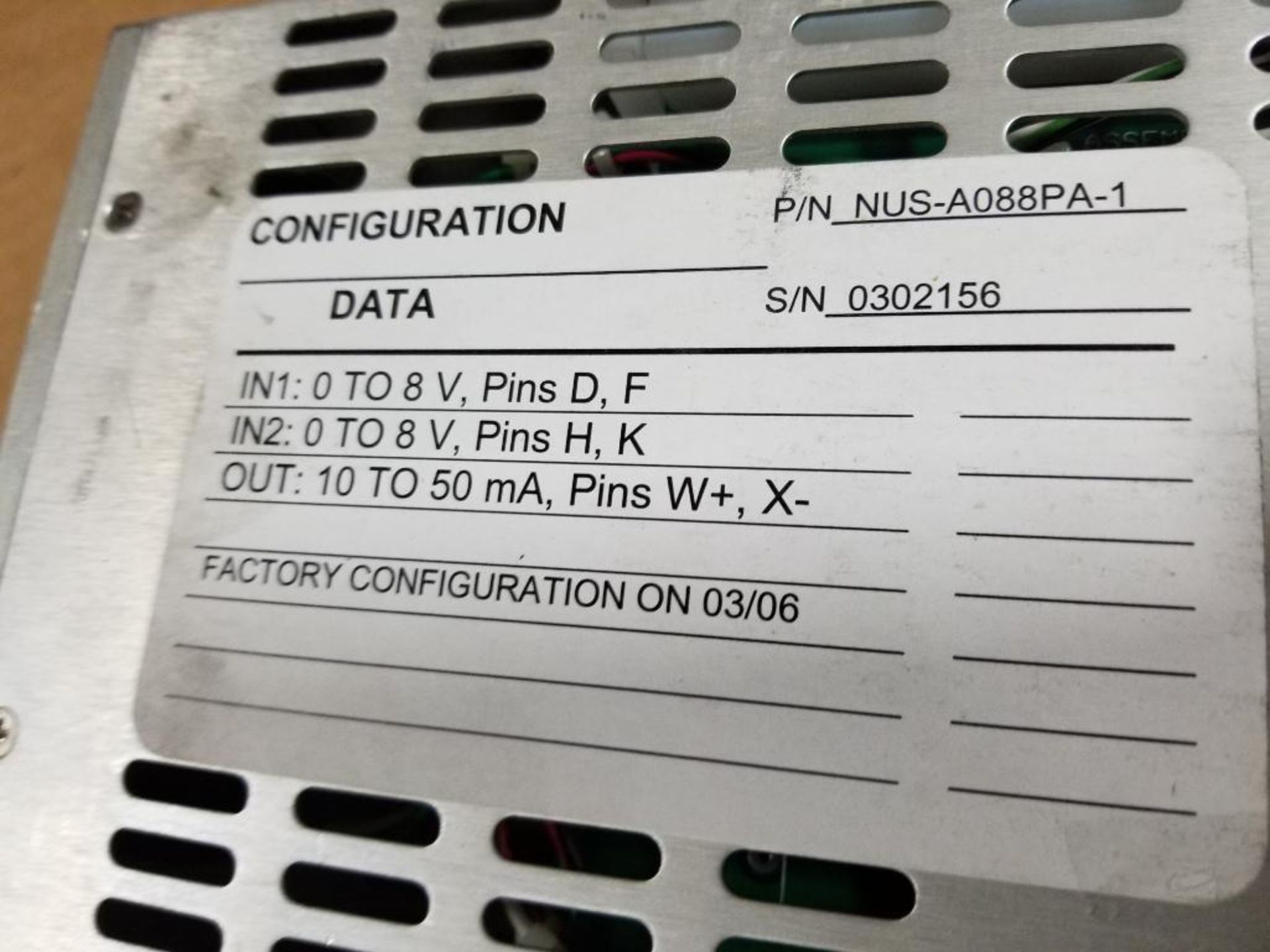 Nus Instruments NUS-A088PA-1. MTH700-15/15/00/00-08-08. - Image 3 of 4