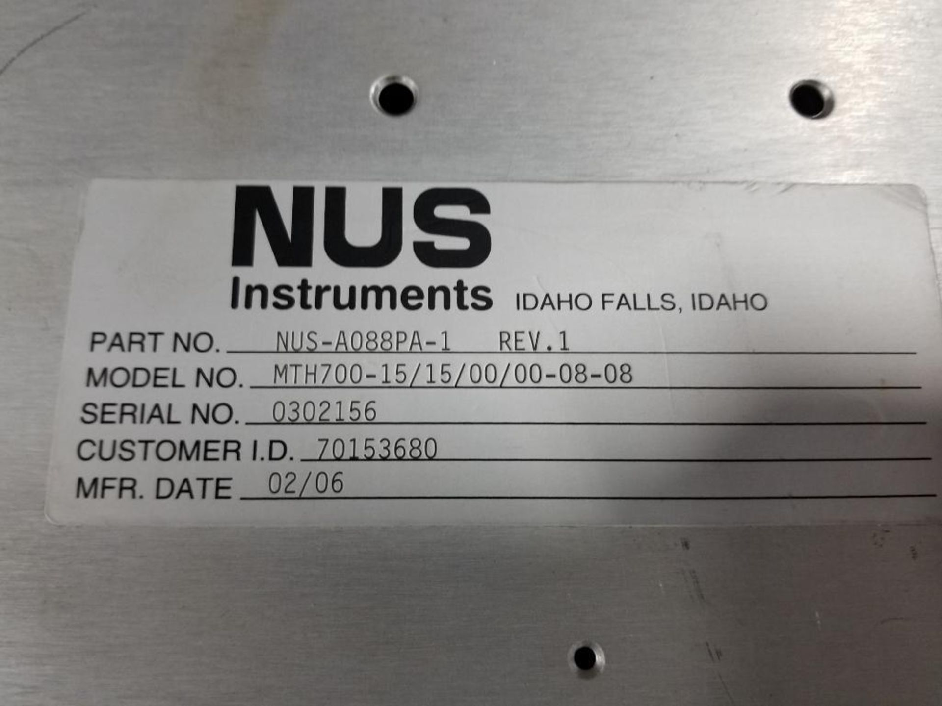 Nus Instruments NUS-A088PA-1. MTH700-15/15/00/00-08-08. - Image 2 of 4