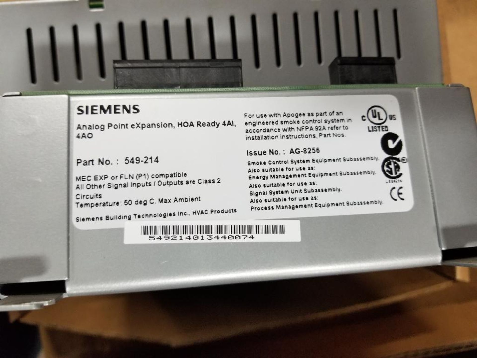Qty 2 - Assorted Siemens Analog point expansion. 549-214, 549-209. - Image 4 of 5