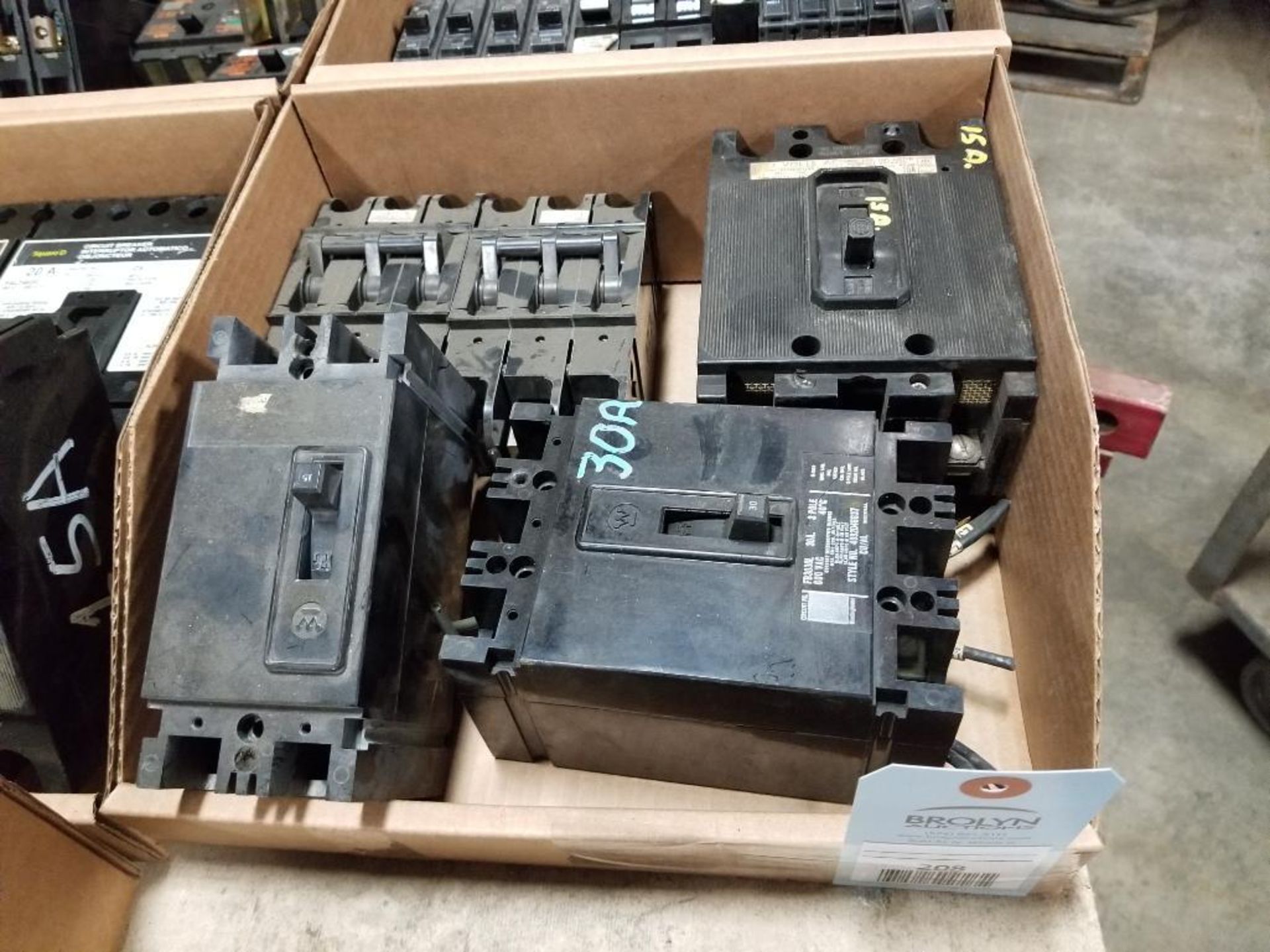 Assorted electrical breakers. ITE, Westinghouse.