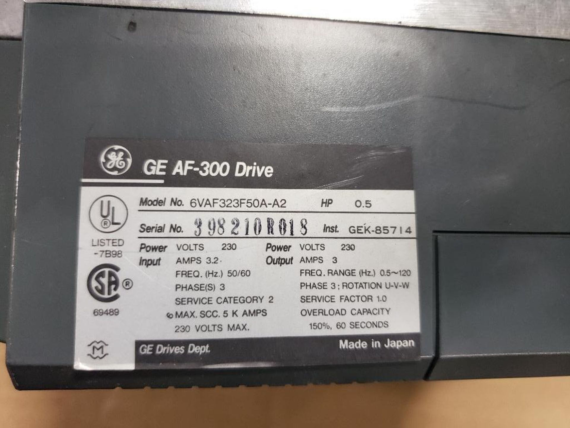 GE AF-300A drive. 6VAF323F50A-A2 0.5HP. - Image 3 of 5