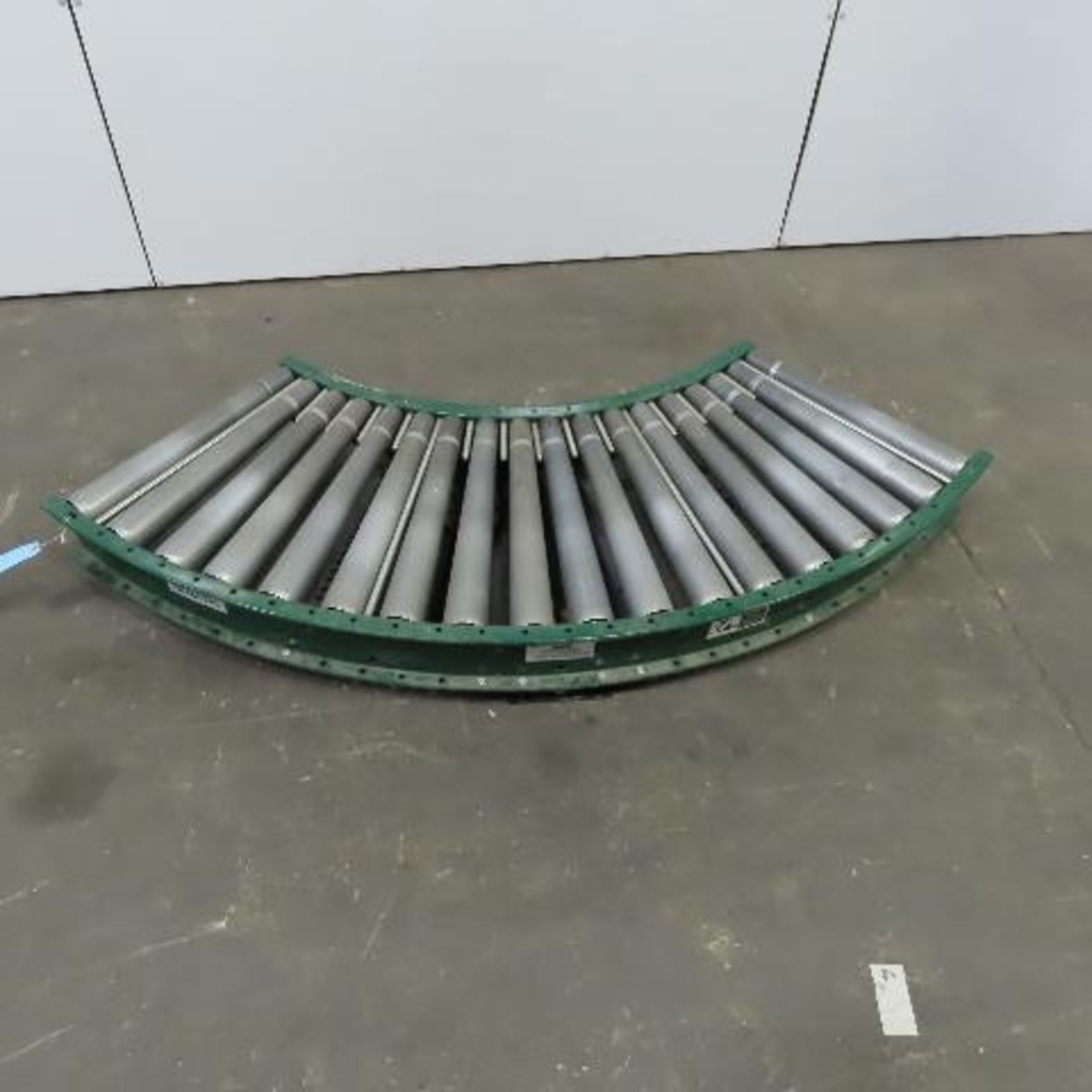 Rapistan Dematic 25" 45° Live Powered Roller Curve Conveyor V-Belt Slave Driven.