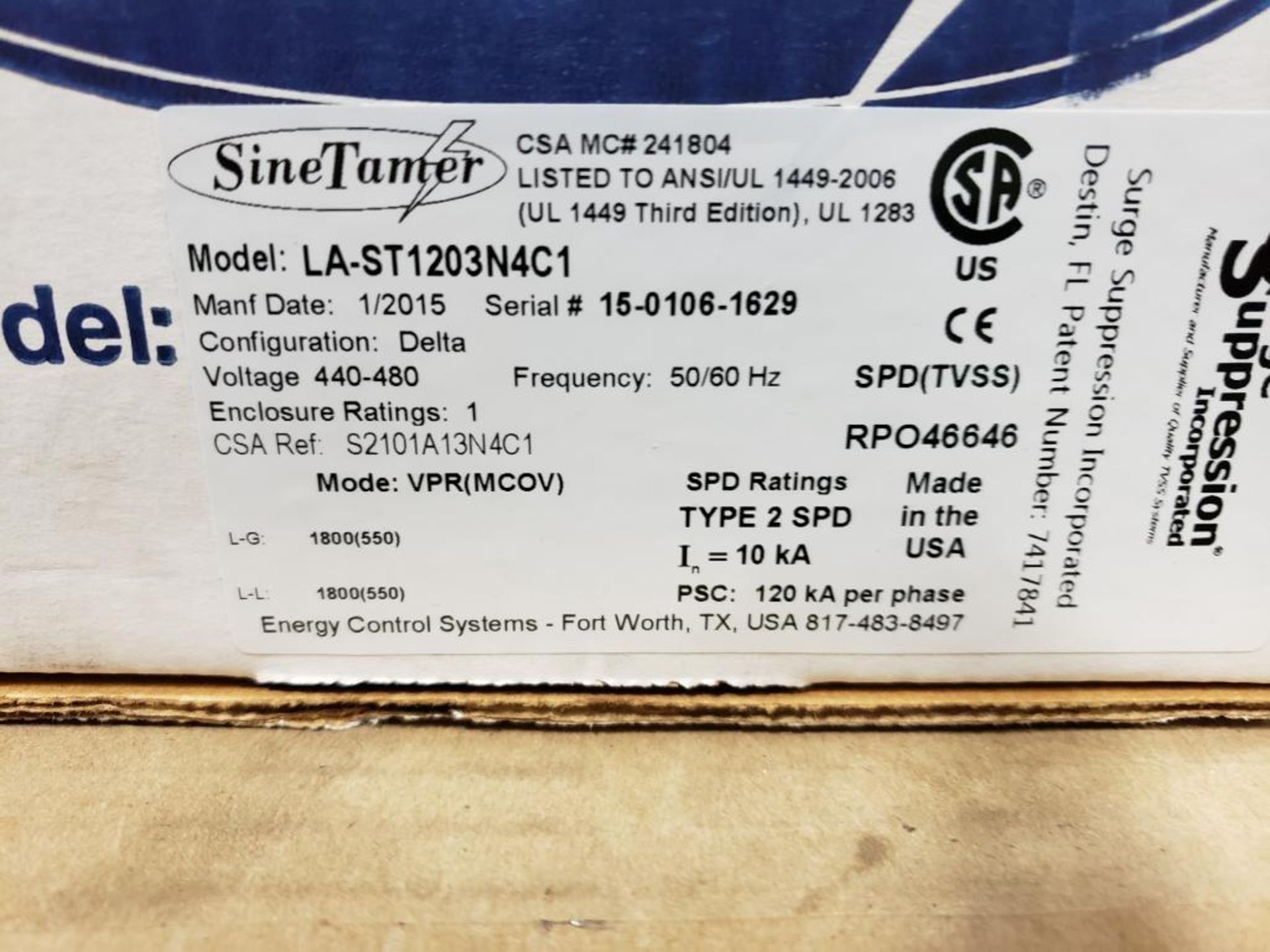 Surge Suppression INC. SineTamer LA-ST1203N4C1. New in box. - Image 3 of 3