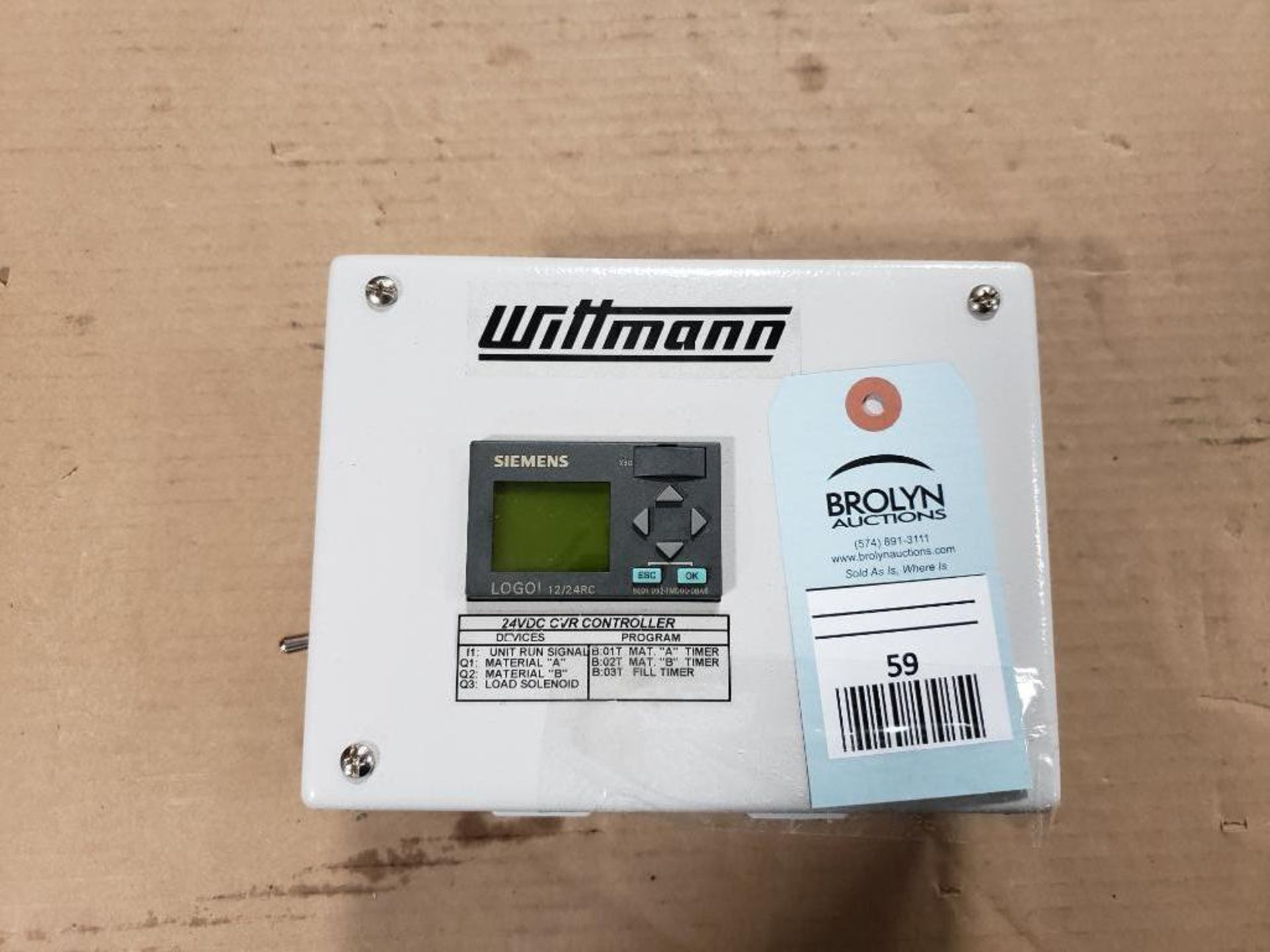 Wittmann 24VDC OVR controller. Siemens 8ED1 052-1MD00-0BA6.