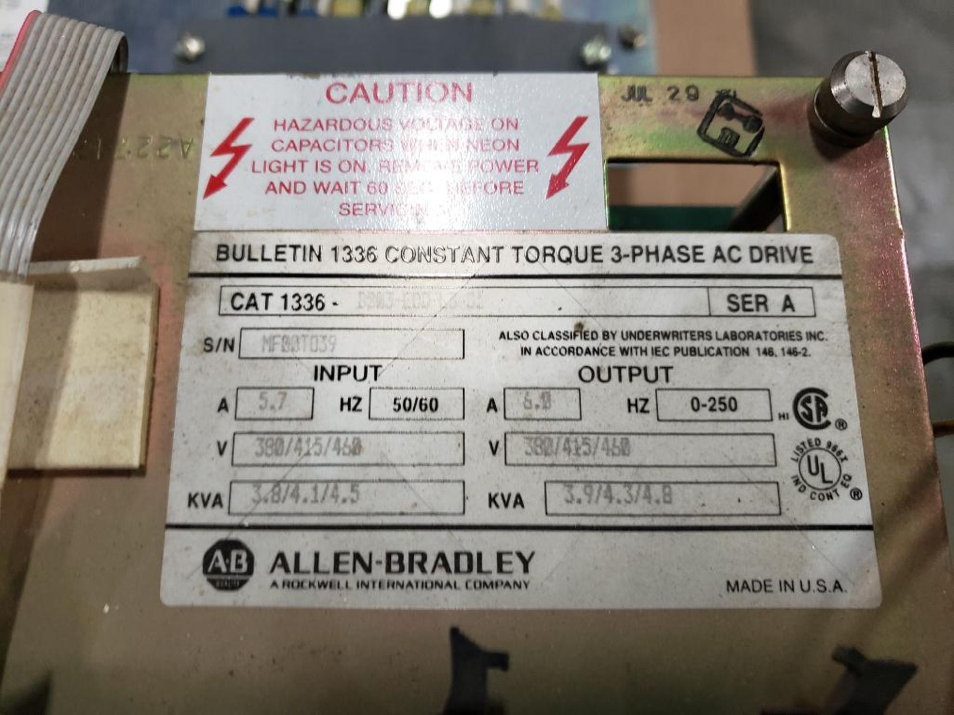 Allen Bradley B003-EOD-L3-S1 constant torque 3-phase AC drive. - Image 2 of 6