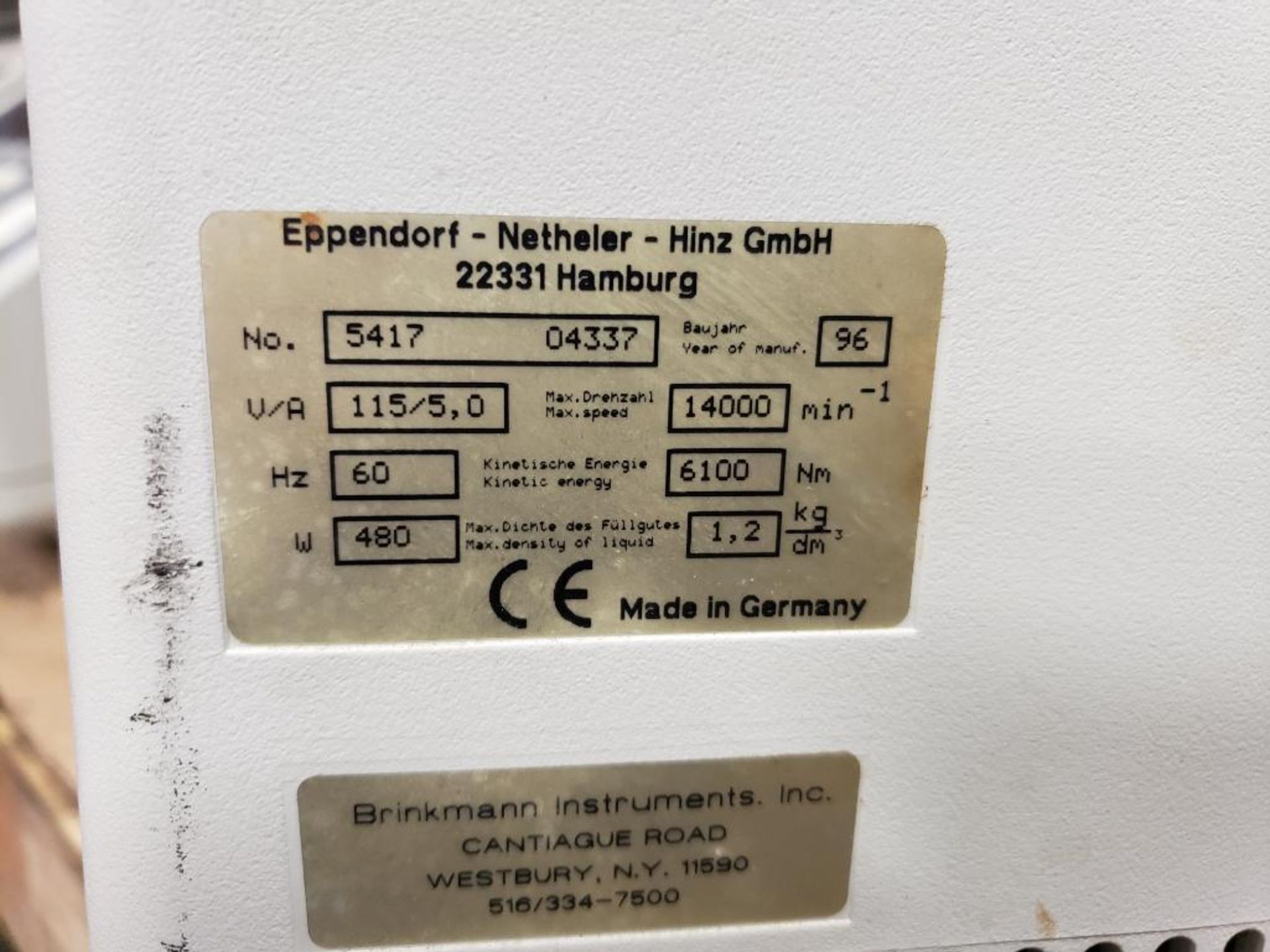 Eppendorf Centrifuge 5417C. 5417-04337. - Image 5 of 6