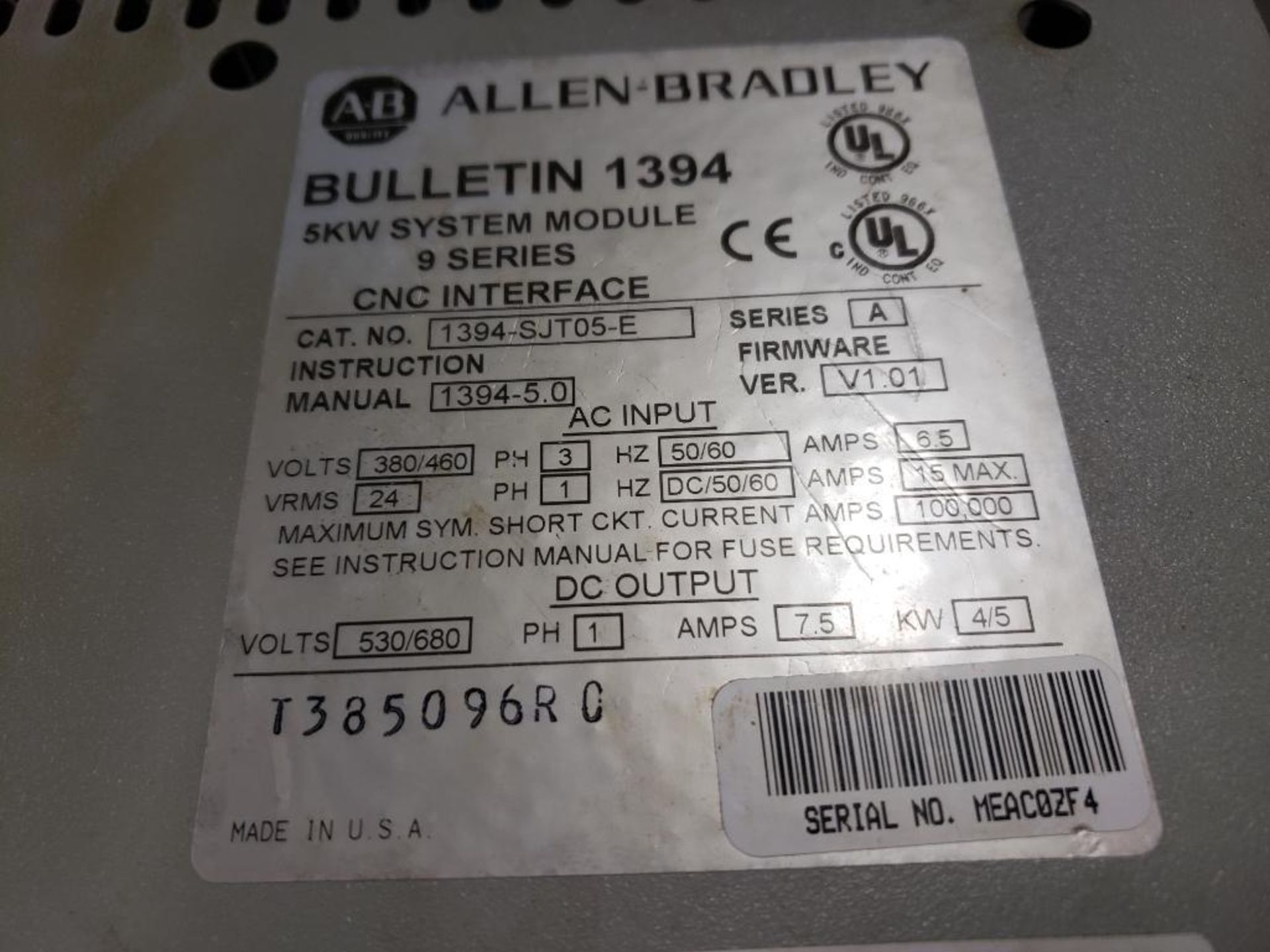 Allen Bradley 1394-SJT05-E 10kW System Module 9-series CNC Interface. - Image 2 of 5