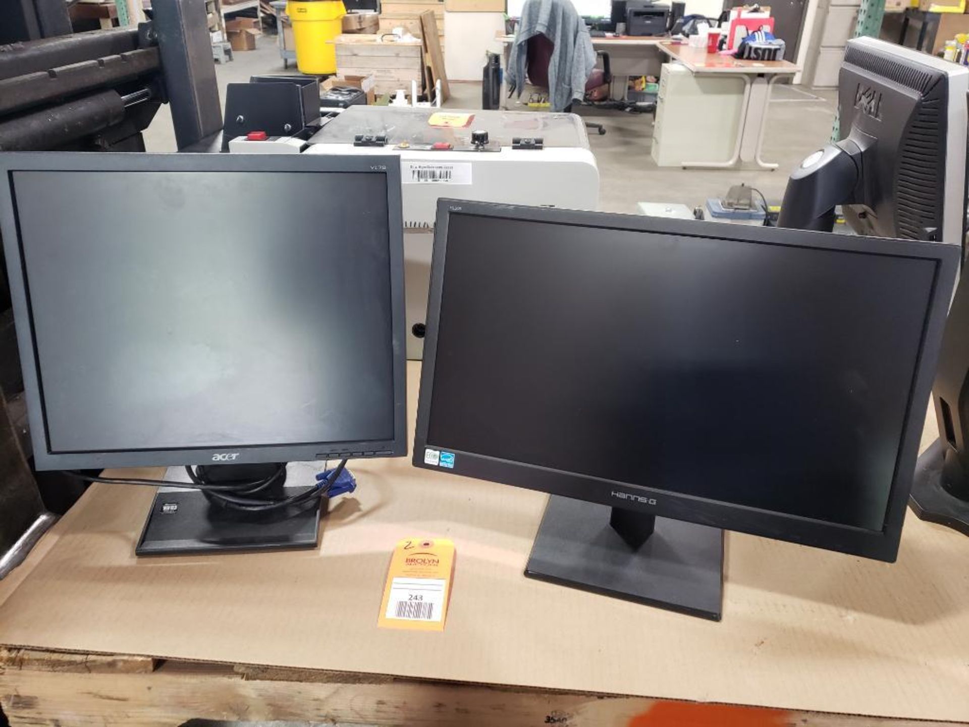 Qty 2 - Assorted PC monitors. ACER, HANNS-G.
