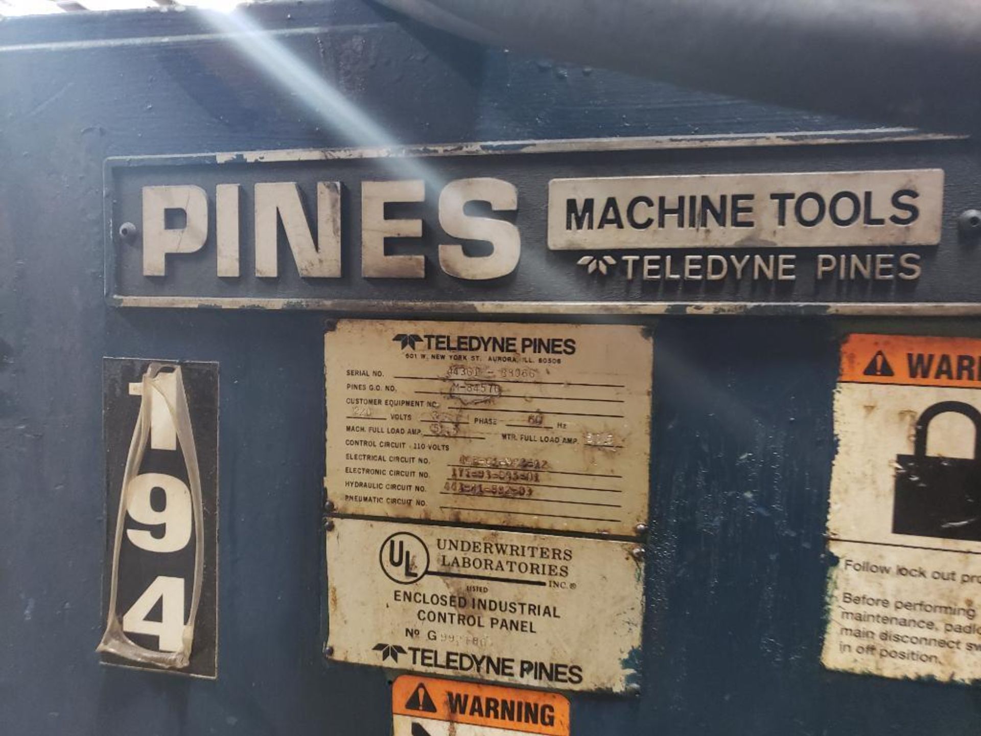 Teledyne Pines bender M-84576. 3PH, 220V. - Image 13 of 28