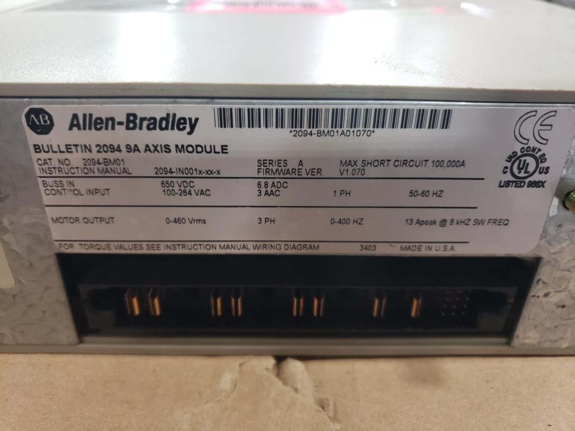 Allen Bradley Kinetix 6000 servo drive. 2094-BM01. 9A axis module. - Image 4 of 4