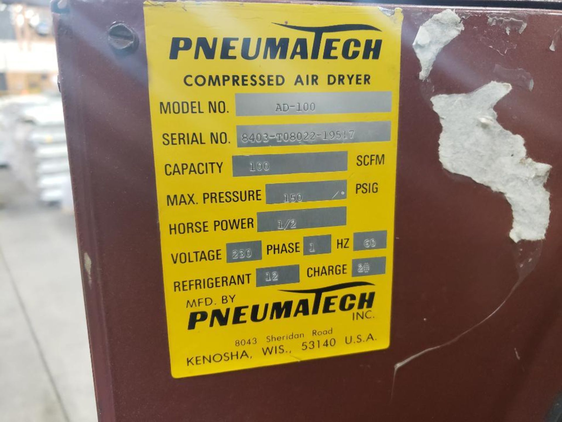 Pneumatech compressed air dryer. AD-100. Cap.: 100 SCFM. - Image 2 of 10