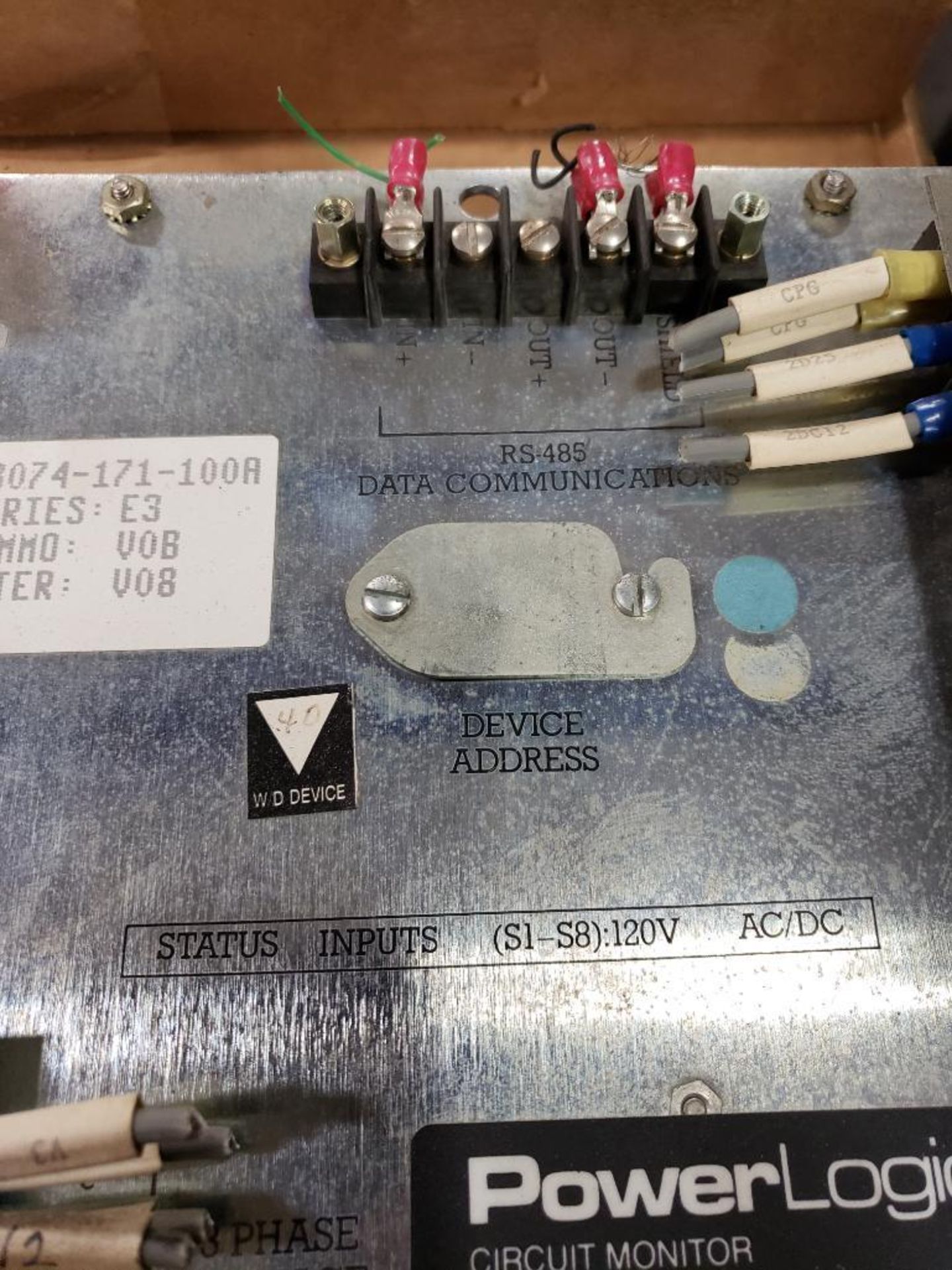 Square-D PowerLogic circuit monitor. Model: CM-108, Cat. No.: CM108X1, Class 3020. - Image 5 of 5