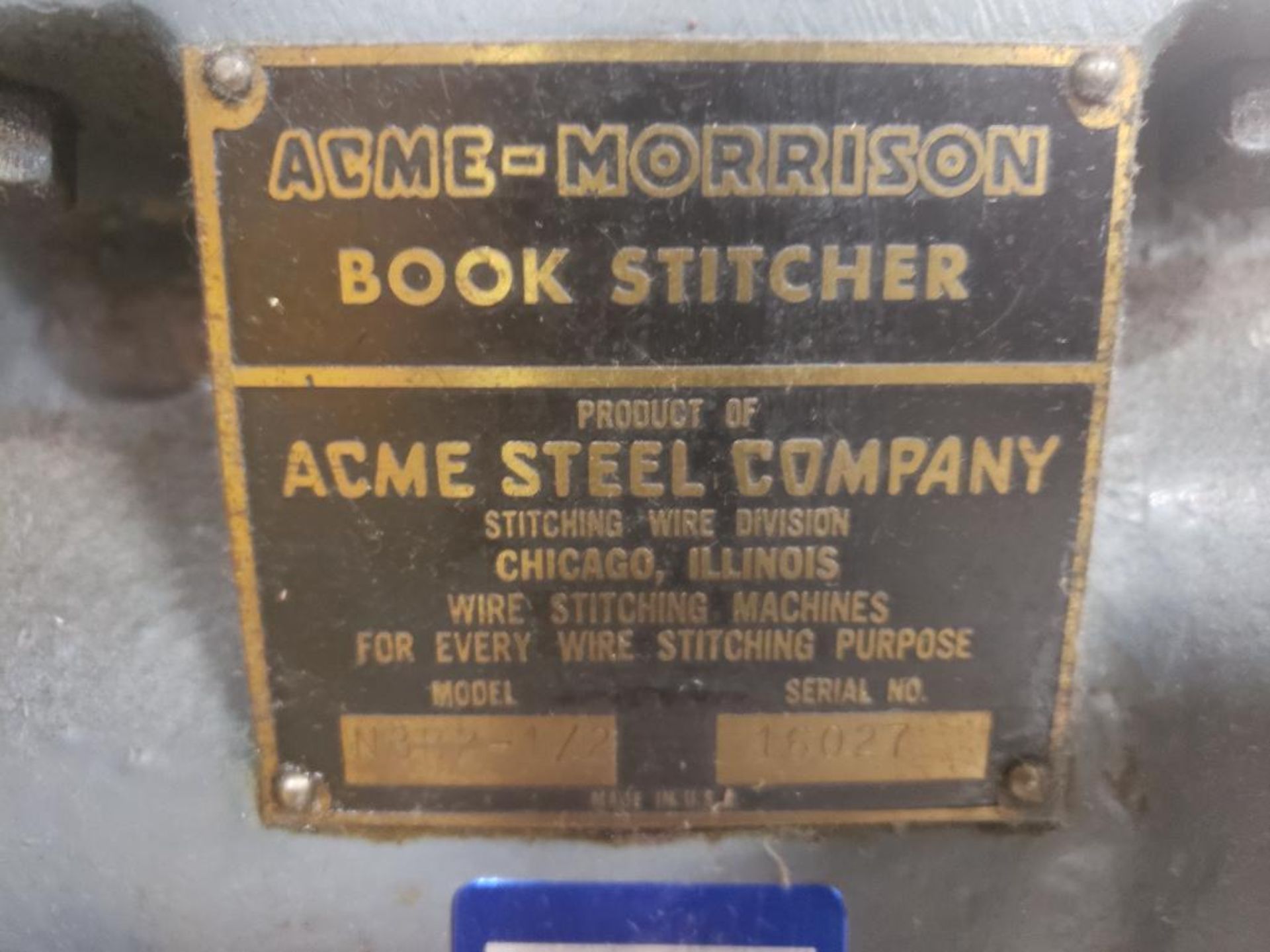 Acme-Morrison book stitcher. Model M3B2-1/2. - Image 5 of 12