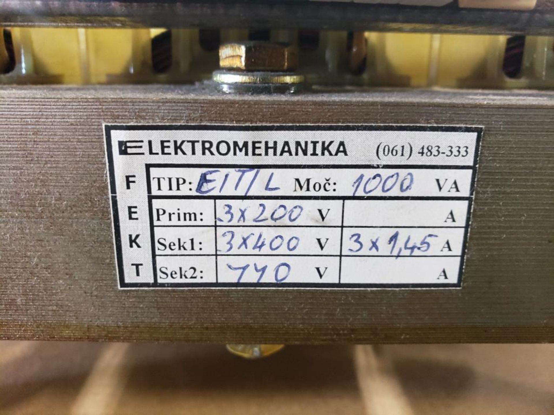 Elektromehanika EIT/L 1000VA transformer. - Image 2 of 4