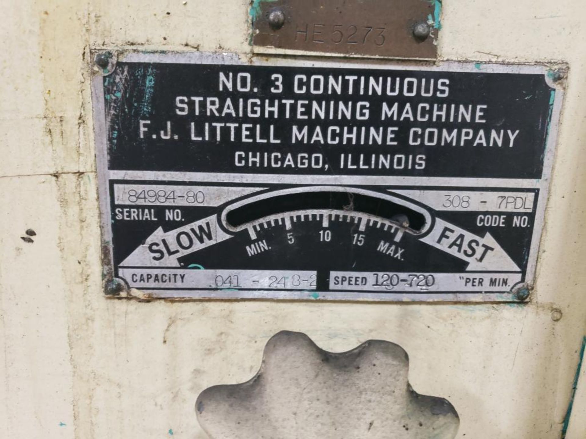 F.J. Littell Machine Co. No. 3 Continuous straightening machine. S/N: 84984-80. Code No.: 308-7PDL. - Image 5 of 12