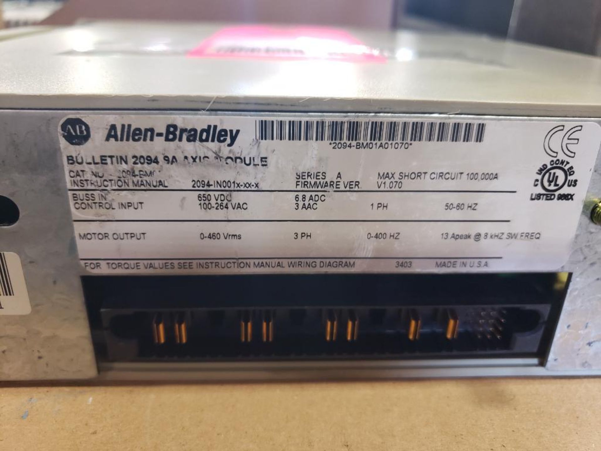 Allen Bradley Kinetix 6000 servo drive. 2094-BM01. 9A axis module. - Image 3 of 3