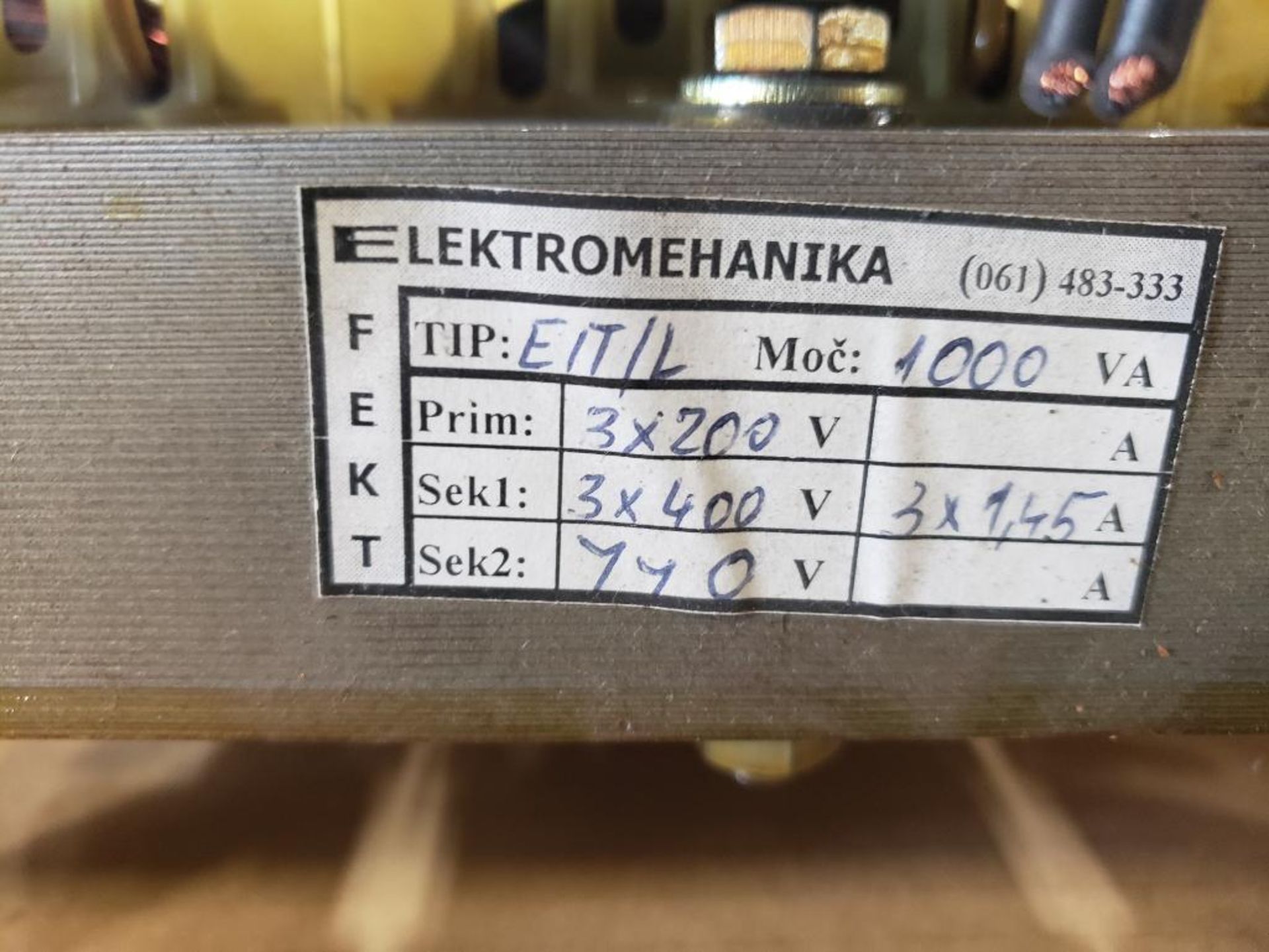 Elektromehanika EIT/L 1000VA transformer. - Image 2 of 4