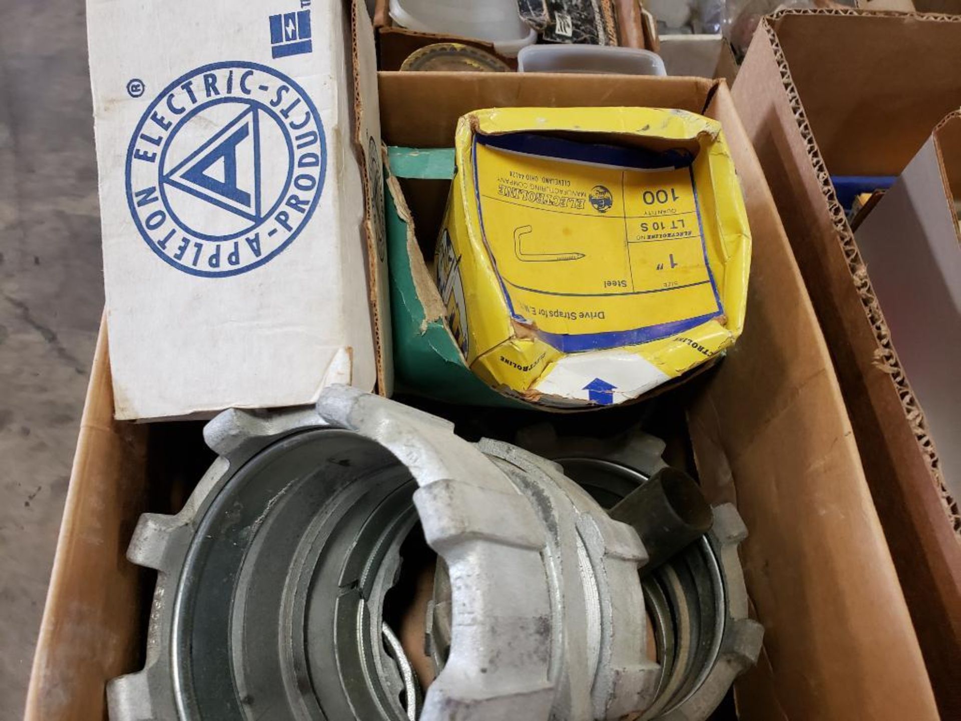 Pallet of assorted electrical hardware and construction equipment. - Image 8 of 11