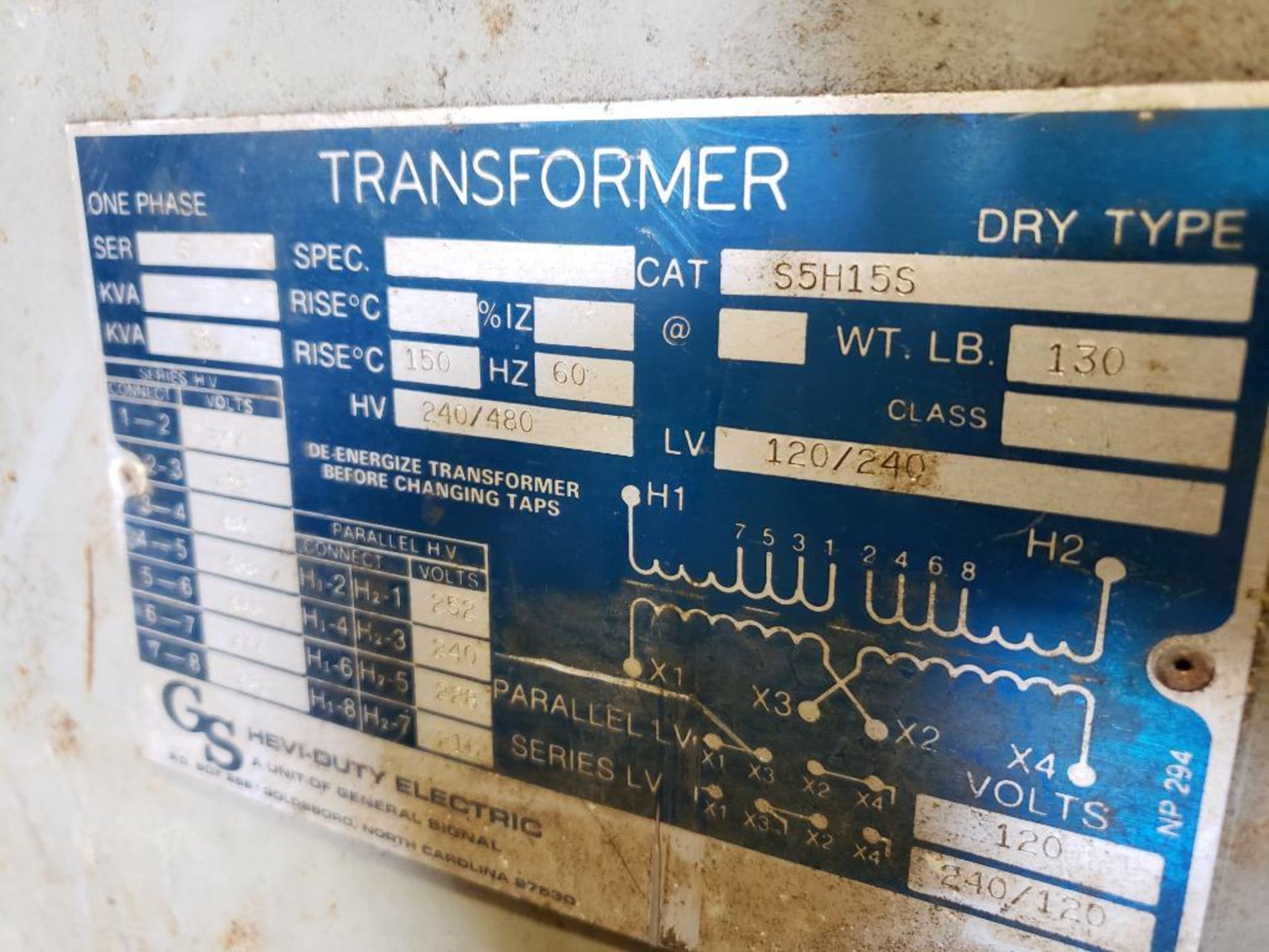 15kVA GS General Signal Hevi-Duty Electric dry type transformer S5H15S.. - Image 2 of 5