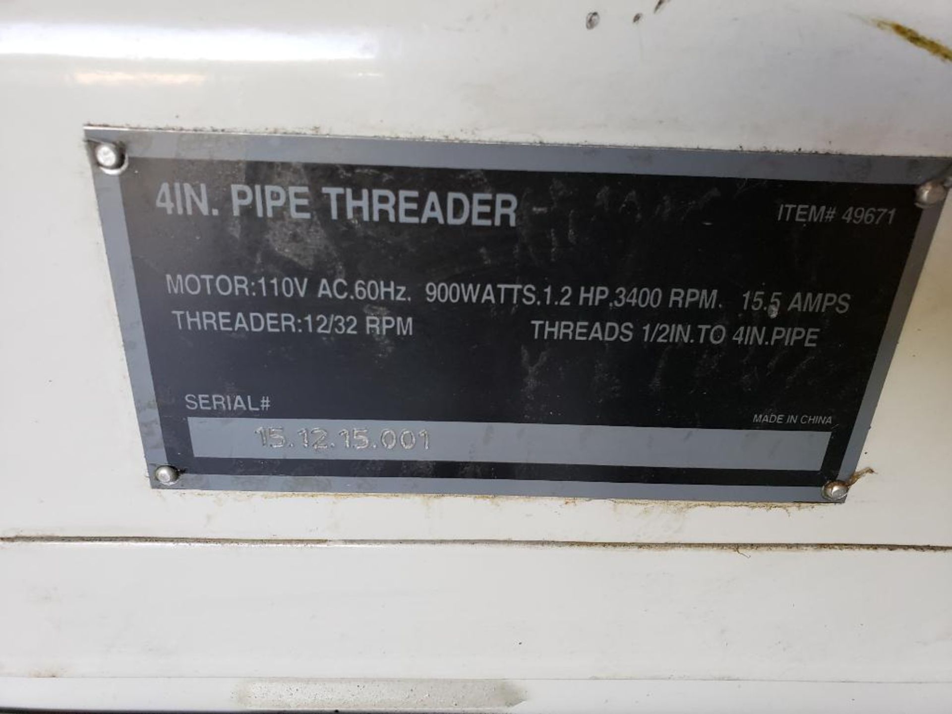 Klutch 4" pipe threader. 110V. - Image 7 of 11