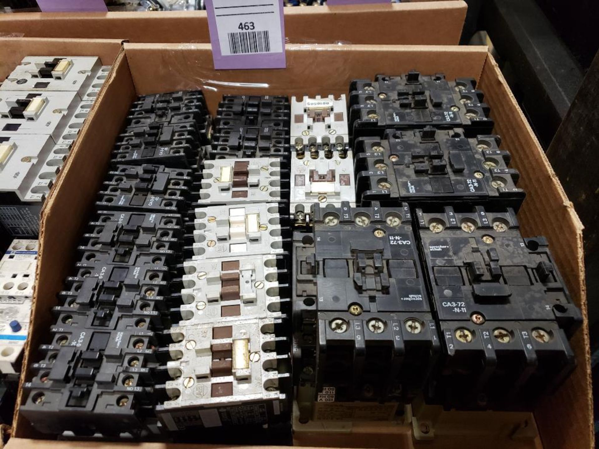 Assorted electrical contactors, relay, starter. Allen Bradley, Sprecher+Schuh.