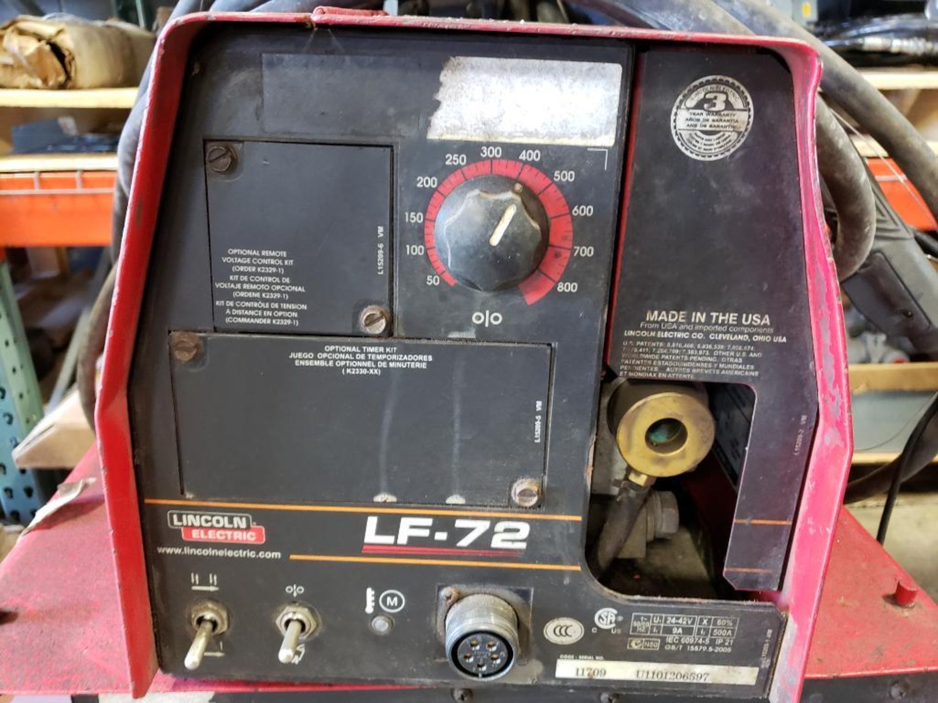 Lincoln Electric Idealarc CV305 Welder, LF-72 Wire Feed. - Image 3 of 5