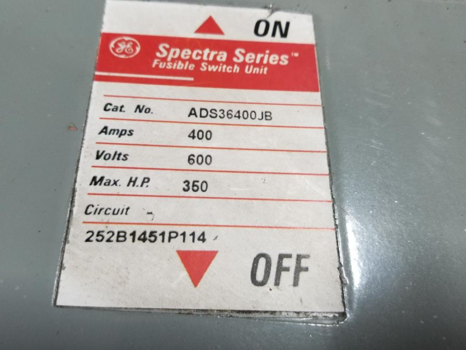 GE Spectra Series fusible switch unit. ADS36400JB. 400AMP. - Image 2 of 5