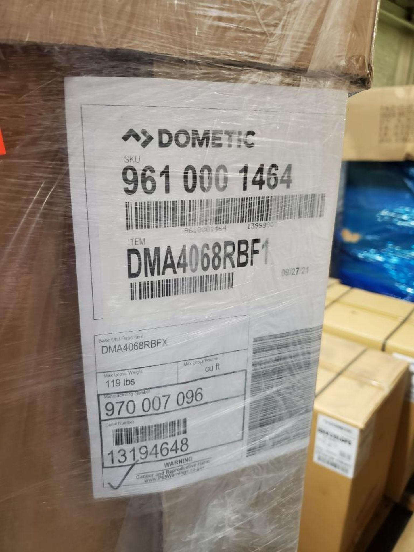Qty 2 - Dometic refrigerator. Model DMA4068RBF1. Stainless steel, new on pallet. - Image 3 of 4