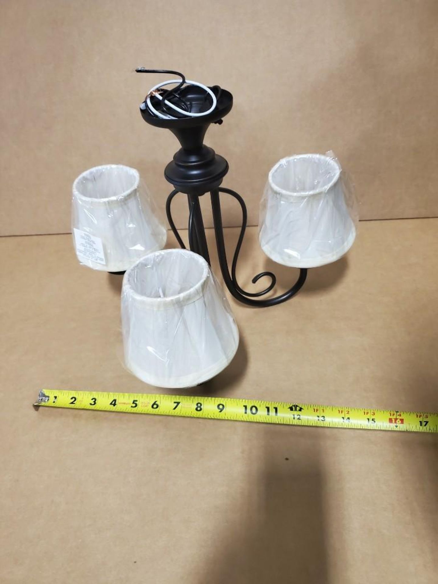 Qty 128 - SunLink 12 volt 3-light chandelier w/ shade. Part # RV-181303-744. New in bulk box. - Image 2 of 8