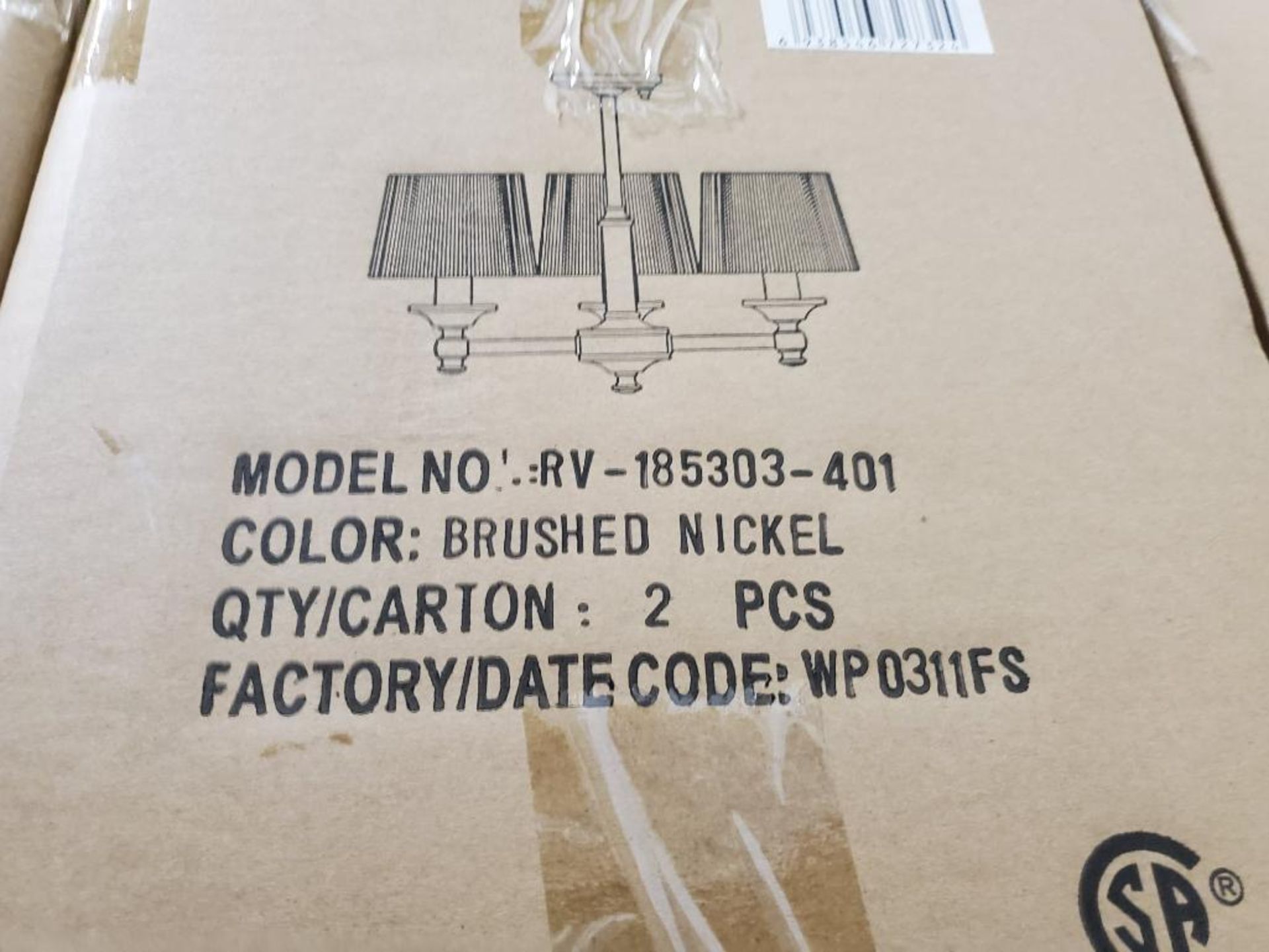 Qty 112 - SunLink 12 volt 3-light chandelier. Part #RV-185303-401. New in bulk box. - Image 9 of 10